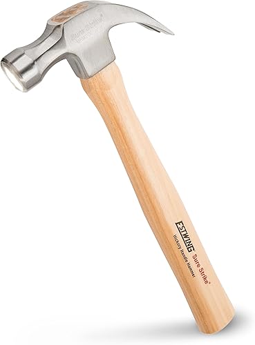 ESTWING Sure Strike Hammer - Martillo de garra curvada de 20 onzas con cara lisa y mango de madera de nogal - MRW20C