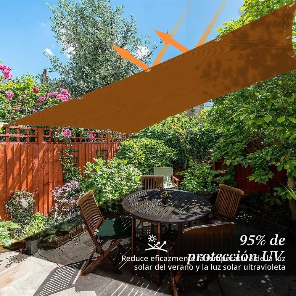 Toldo Vela Rectangular Impermeable, Vela Sombra Rectangular, 95% UV Resistente, Vela De Sombra Exterior, Toldos Exterior Terraza, Toldo Rectangular para Balcon Patio Jardín Césped(1 * 3m,Color Crema)