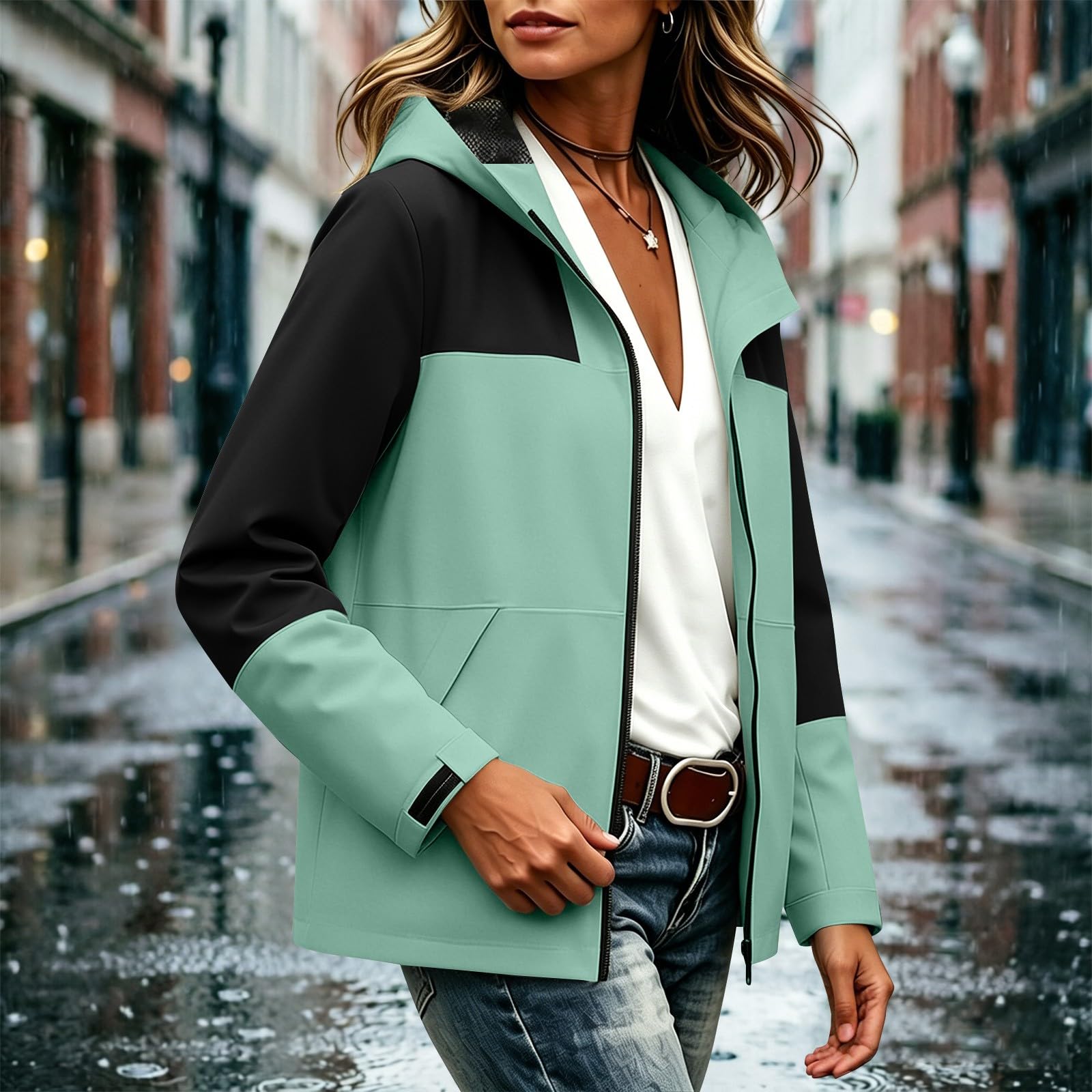 Giacca impermeabile da donna, elegante, per avventure all'aria aperta | Giacca funzionale, traspirante, impermeabile, antivento, per l'autunno, per le mezze stagioni, elegante e sportiva, foderata