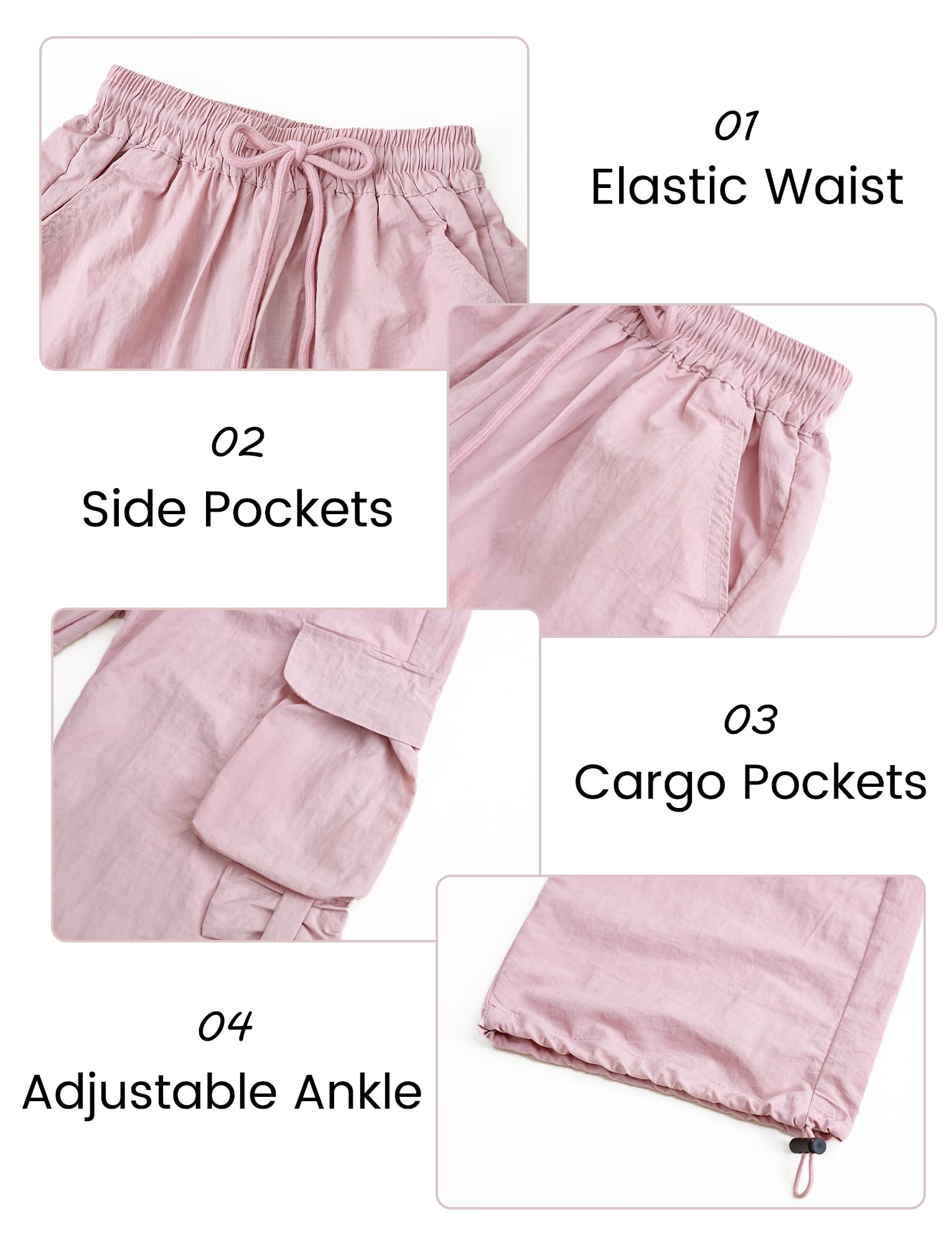 SEAUR Cargo Hose Mädchen Freizeithose Baggy Hip Hop Hose mit Gummibund Schleife Leicht Dünn Sommerhose 4 Taschen Freizeit Streetwear Kinder 5-14 Jahre