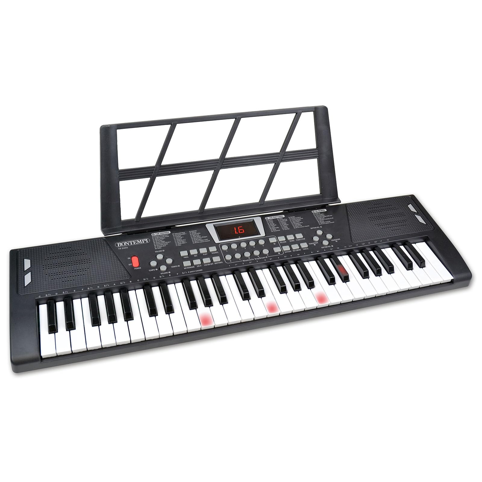BONTEMPI - HarmonyLegs Digitales Keyboard mit 54 Tasten, mit Tastaturständerbeinen und Leuchttasten, Intuitives Design und Überlegener Klang für Spaß und Lernen