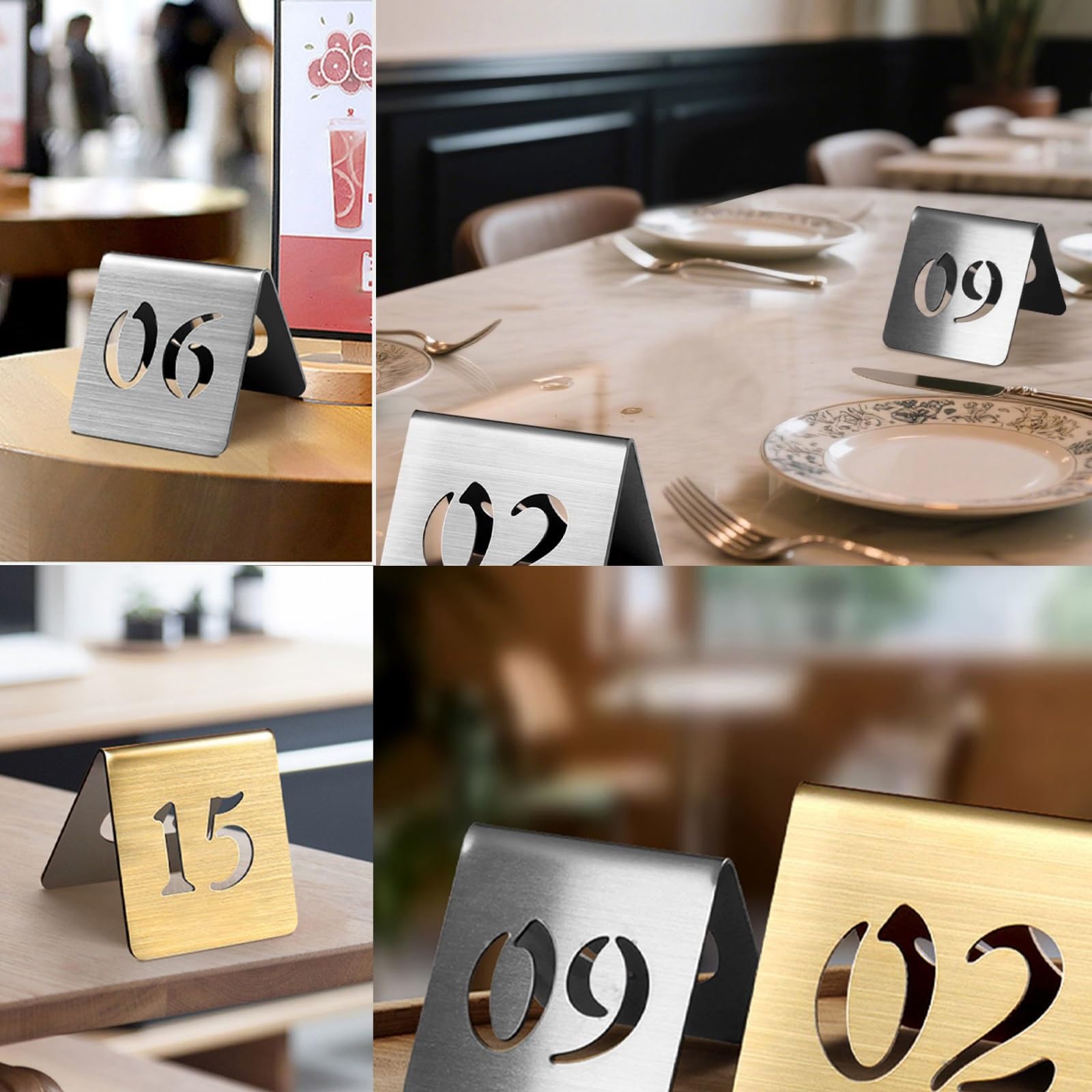Tischnummern Edelstahlzelt, Tischnummern Tischschilder Restaurant Zelt-Stil, Doppelseitig, Karte, Zeltkarten für Cafés, Bars, Partys, Bankette, Gastronomie, Hochzeit, Beweismarker(Gold 6cm,31-40)