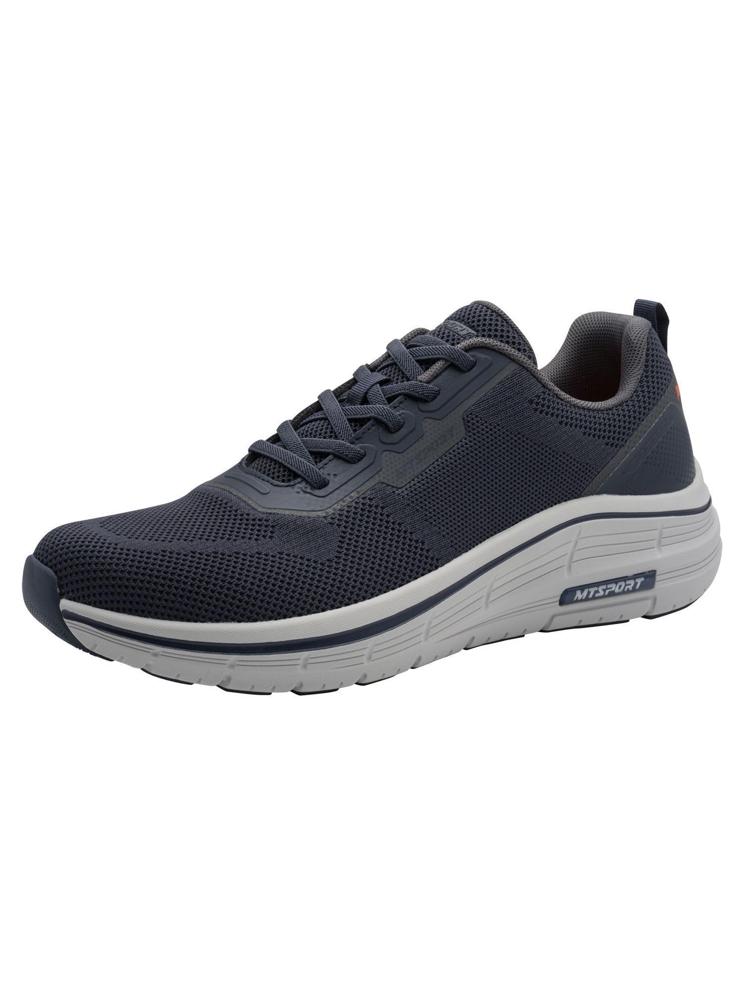 MARCO TOZZI Men's Sneaker Lightweight Removable Footbed Optimal Weight Distribution Elastic Lacing Modern, Blue (Navy), 10.5 UK
