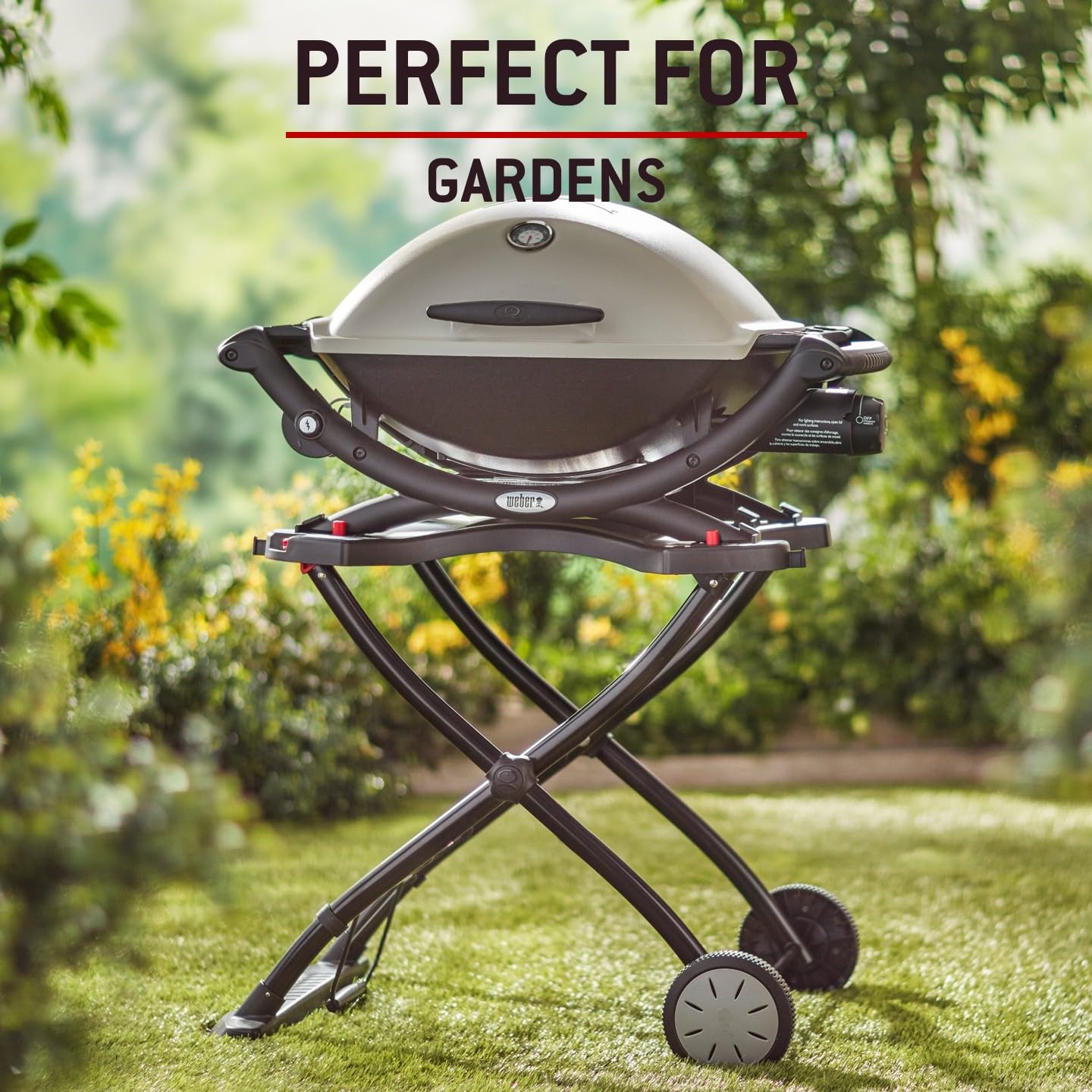 Weber Chariot portable / Pour barbecues à gaz série Q, design pliable avec roues, poignée de transport, 16,5 x 75,5 x 71,5 cm (plié), 63,5 x 53,5 x 71,5 cm (ouvert)