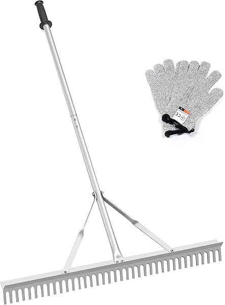 Landscape Rake 36 Inch Head, Leaf Rakes for Lawns with 67 Inch Handle,Aluminum Yard Tool for Loosening Soil, Landscaping Lawn Care , Lake Garden Pond and Beach Care