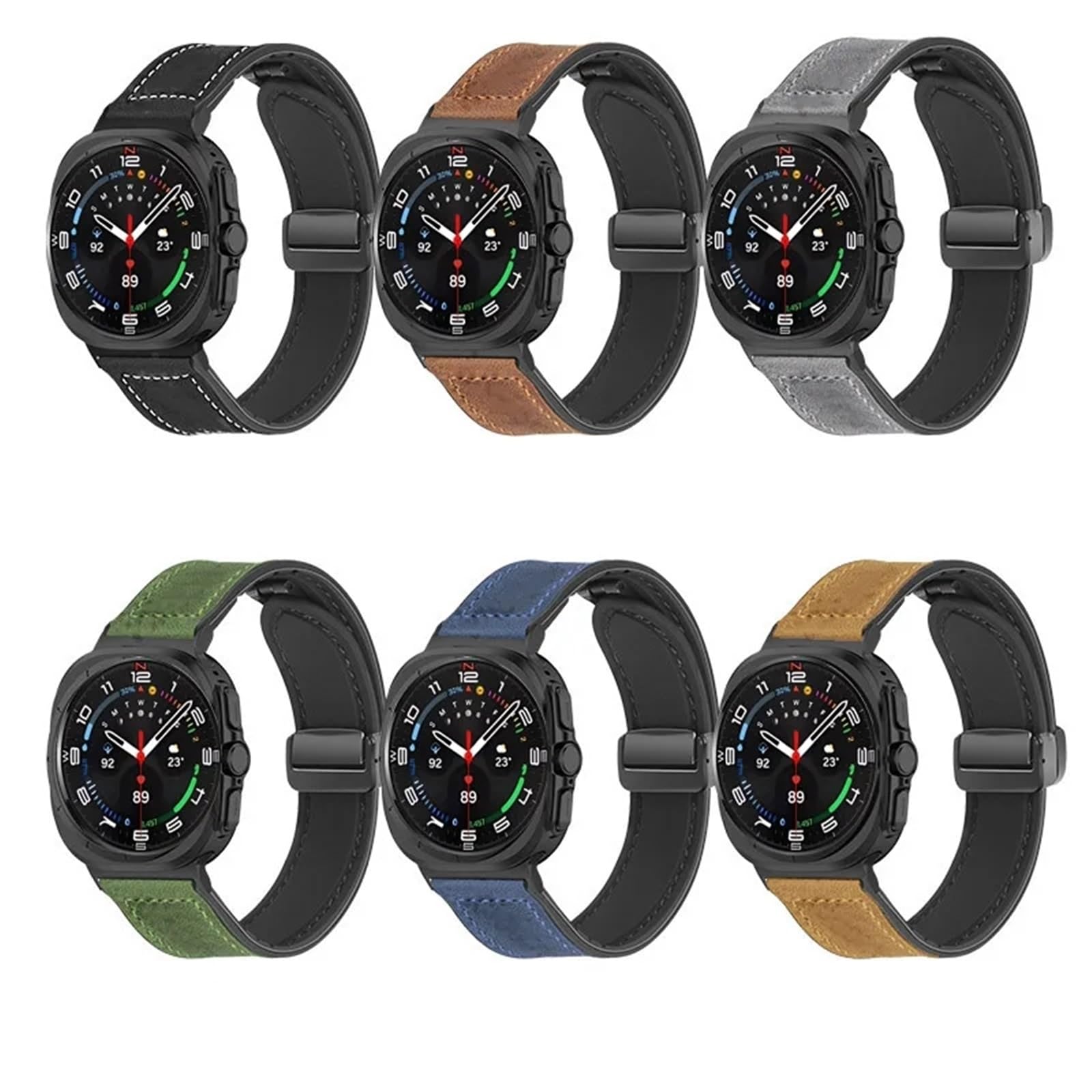 JDIME Bracciale in pelle di silicone per Samsung Galaxy Watch Ultra 47mm Cinturino sportivo con cinturino magnetico per orologio ULTRA7 47mm NO Gaps Cinturini