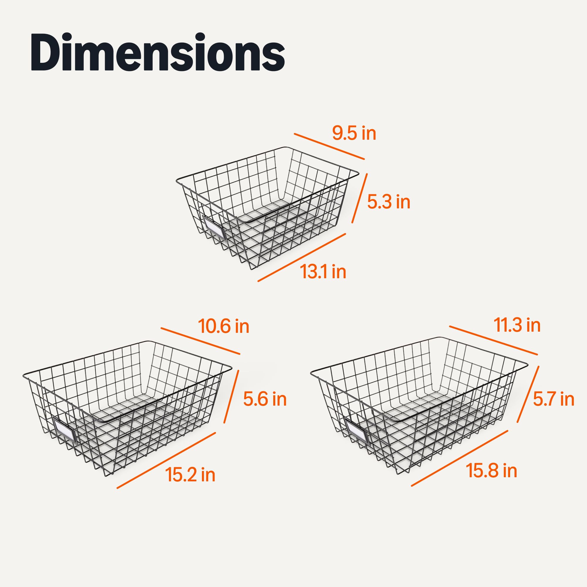 Image secondaire de Lot de 6 paniers de rangement en fil métallique - Noir