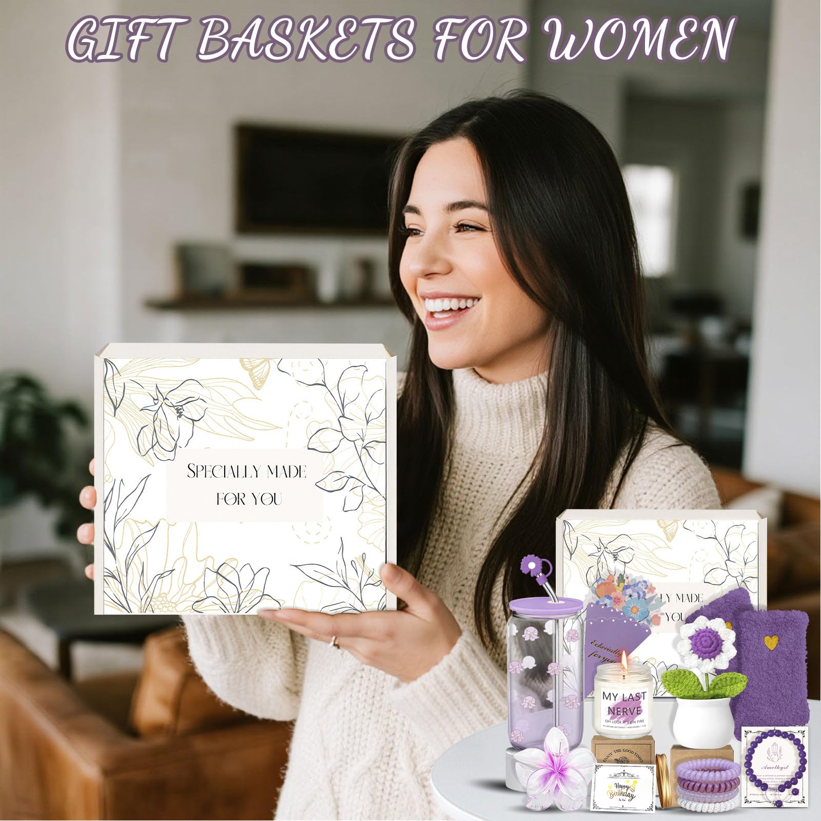 Regalos de cumpleaños para adolescentes, mujeres, ella, cestas de regalo únicas de feliz cumpleaños para niñas, mejor amiga, hermana, caja de regalo de Navidad para hija, novia, juego de regalo de 14