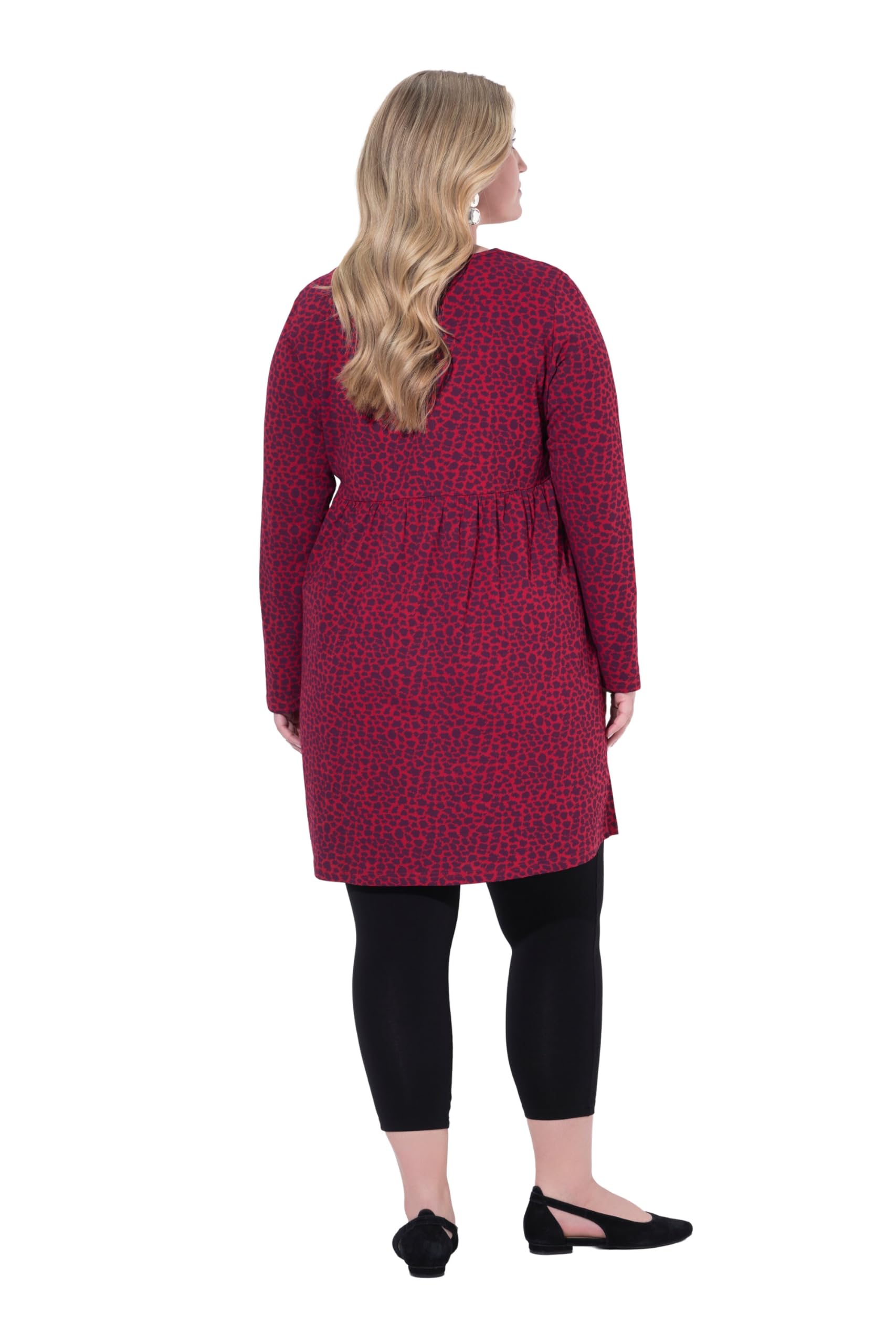 Ulla Popken Damen große Größen Übergrößen Plus Size Longshirt, A-Linie, Carré-Ausschnitt, Langarm 844591