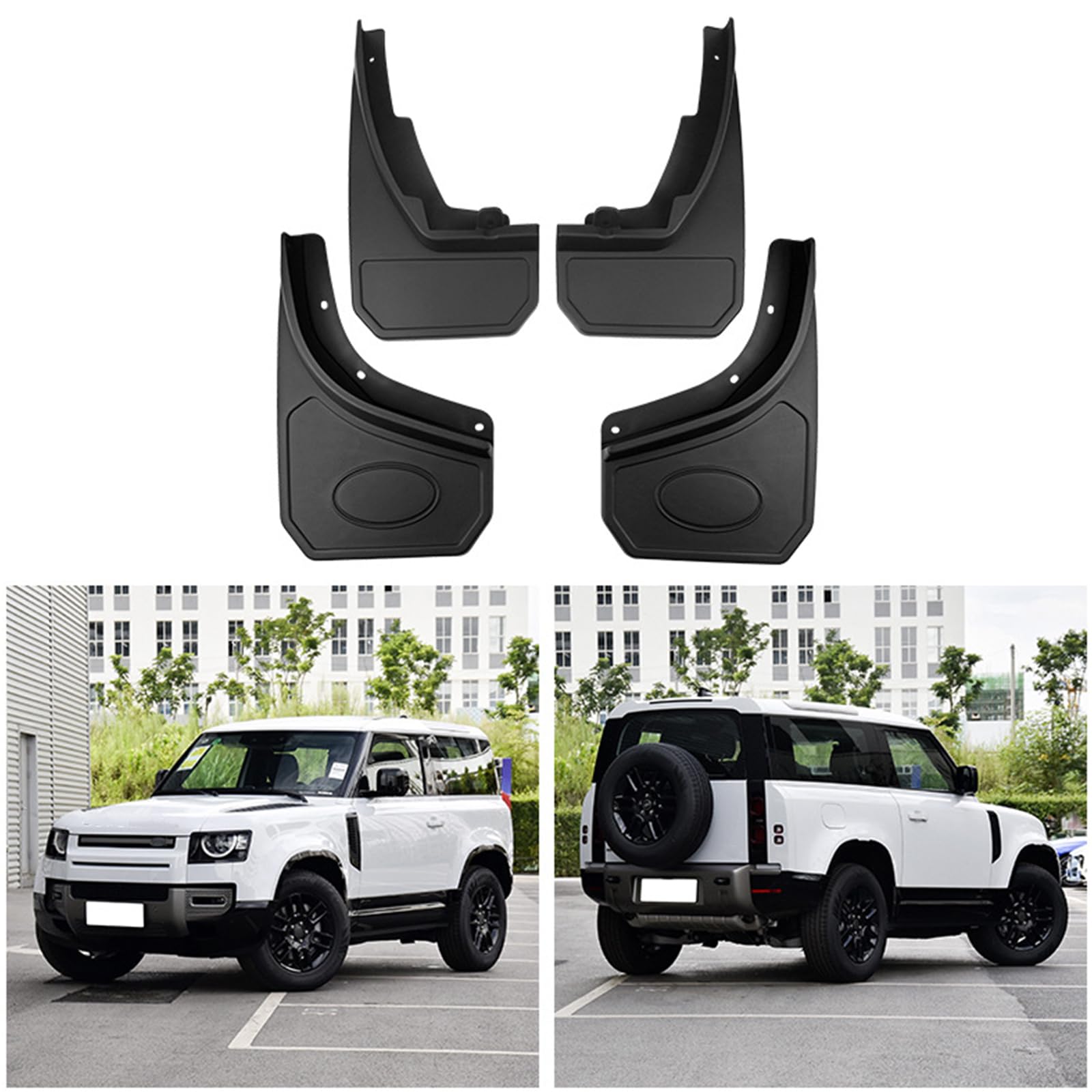 Lot de 4 bavettes garde-boue de voiture sans perçage compatibles avec Land Rover Defender 90/110 2020-2025 - Imperméables et anti-rayures - Accessoires extérieurs de voiture
