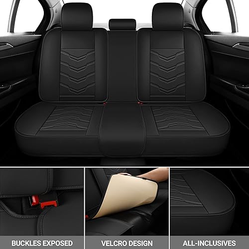 Miniatura 4 de AOOG Juego completo de 5 fundas de asiento de automóvil de cuero sintético transpirable, fundas interiores universales antideslizantes impermeables