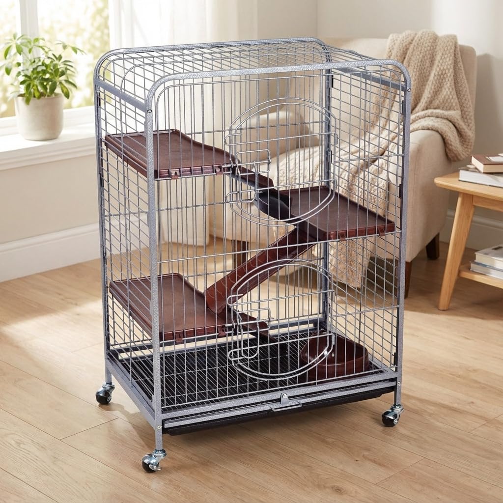 Suinga Jaula para Roedores con Ruedas para Hámster, Hábitar para Hámster, Jaula de Viaje, 64x43x92 cm - Jaula de Hamster