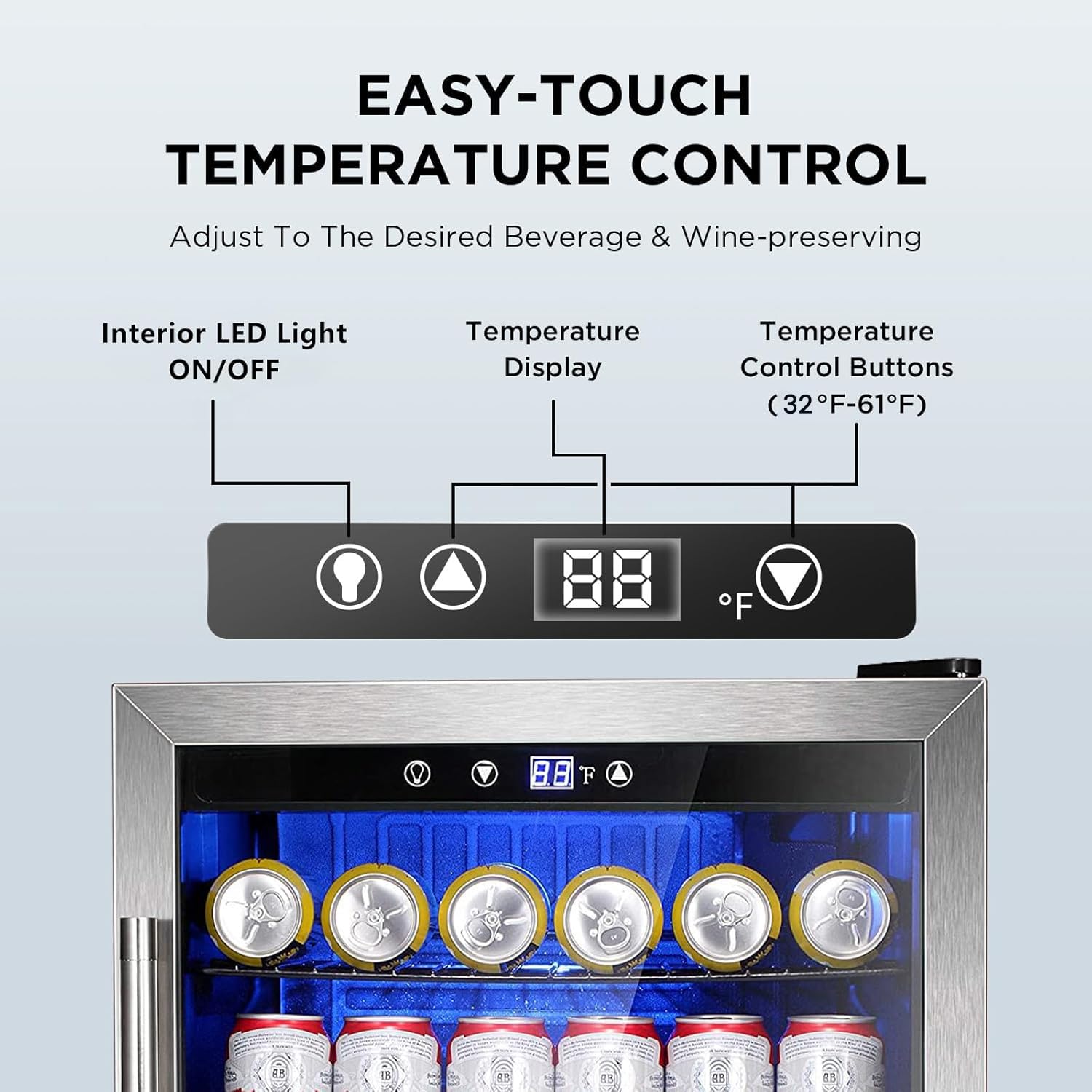 Electactic Mini Fridge 130 Can Beverage Refrigerator Cooler, 3.2 Cu.Ft Drink Fridge Forsoda Wine Beer, Digital Temperature Control Cooler For Home, Dorm, Bar on Fridge.com - View 6