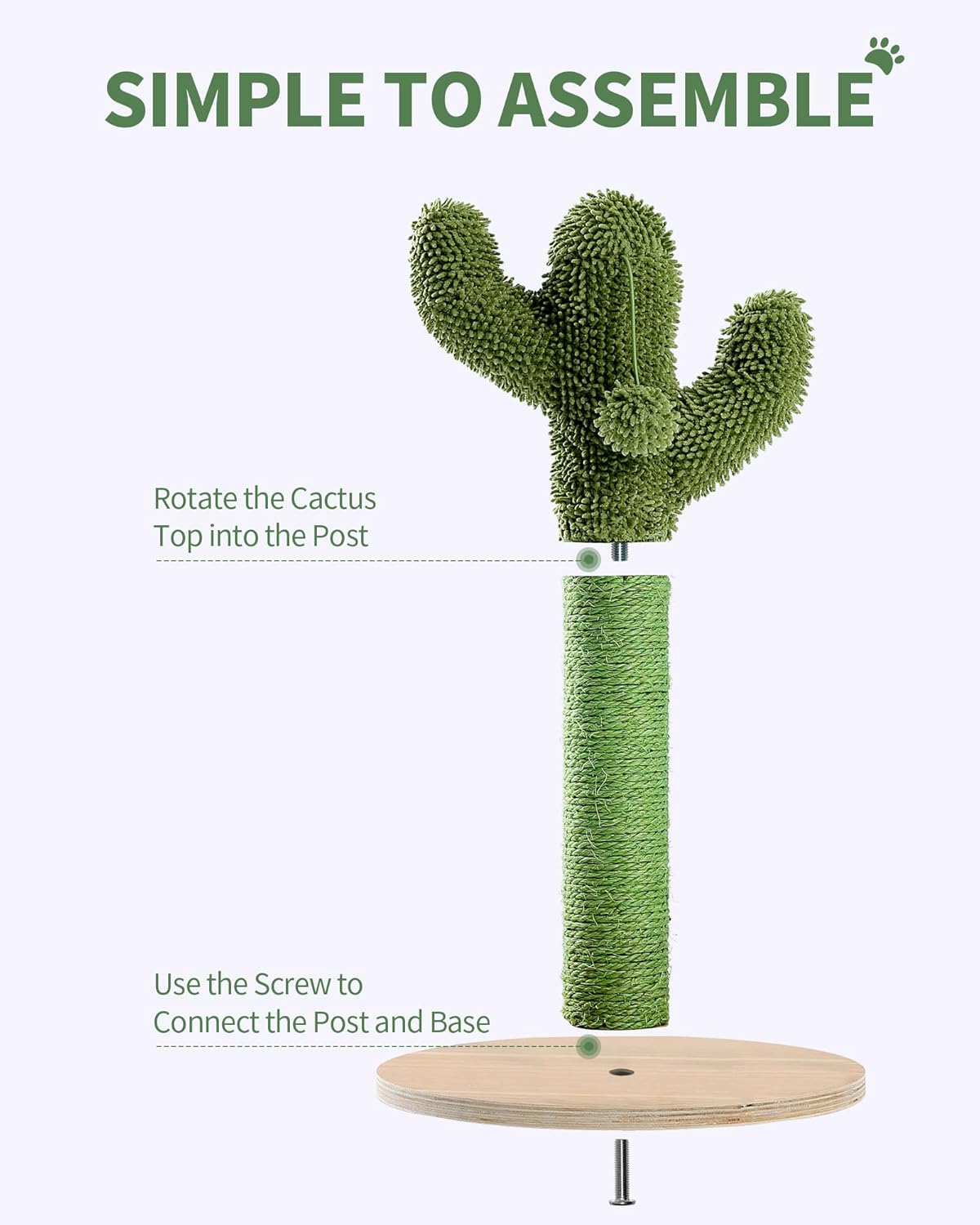 Made4Pets Cat Scratching Post, Cactus Cat Scratcher Kitten Scratching Post with Natural Sisal Rope for Indoor Cats Claw Scratcher, Vertical Green Cat Tree with Dangling Balls for Small Cats Kittens : Pet Supplies