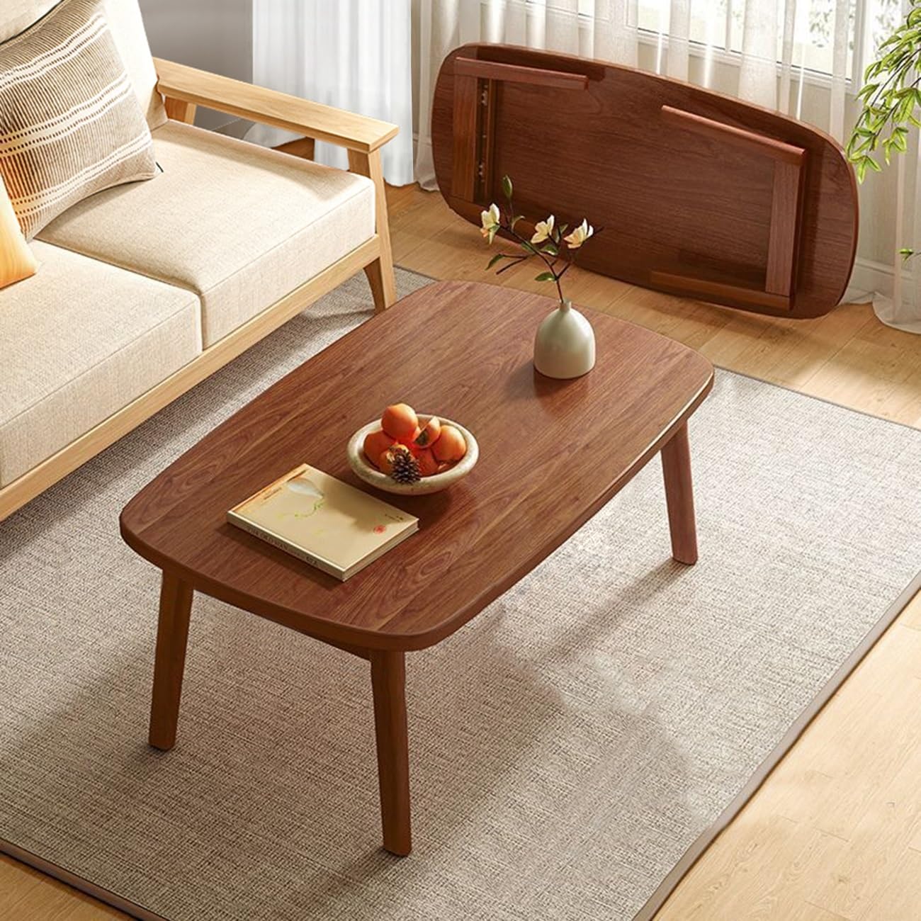 Amazon.co.jp: ローテーブル 一人暮らし リビングテーブル 楕円形の  