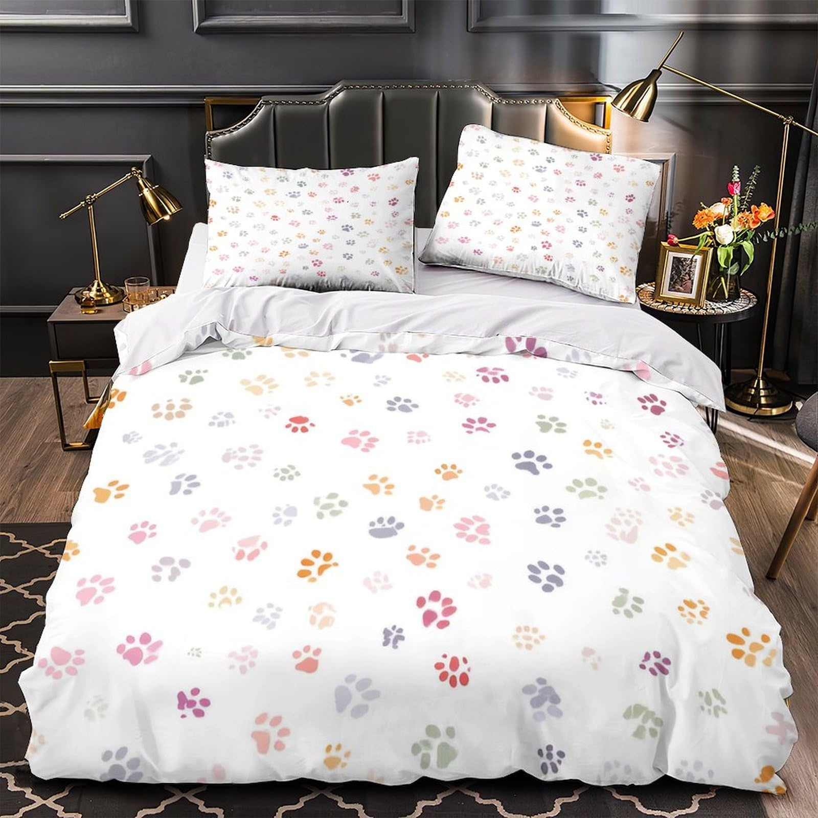Housse de Couette Anti-Allergie Pingouins 3D Microfibre Douce avec Zip King