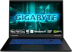 GIGABYTE Laptop para jogos A18-165Hz 2560x1600 WQXGA - NVIDIA GeForce RTX 5060 - AMD Ryzen 7 260-1TB SSD com 32GB DDR5 RAM - Windows 11 Home - Aço preto