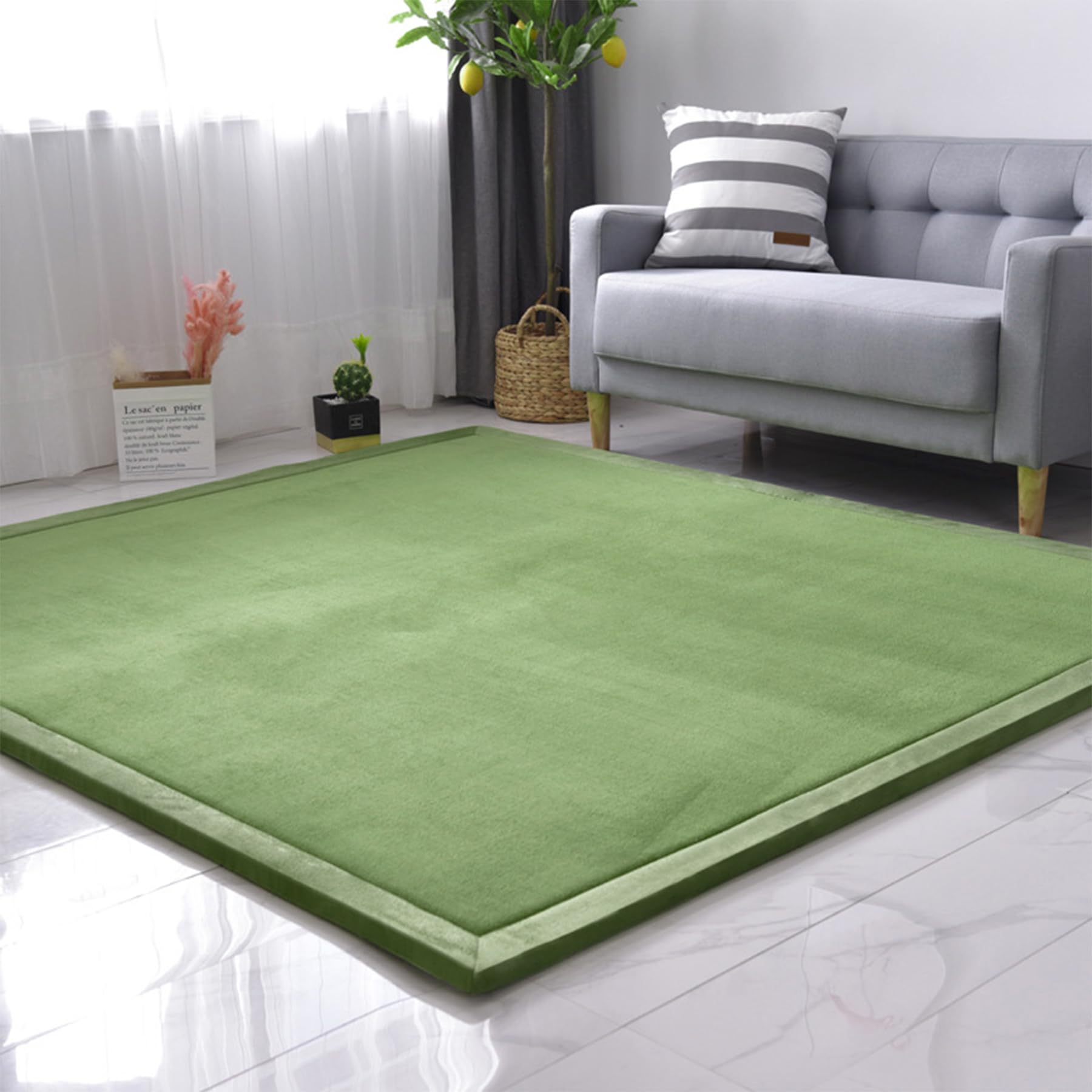 SETHEPACE Baby Play Mat, 3CM Thick Crawling Mat (Moss Green, 127x127CM)