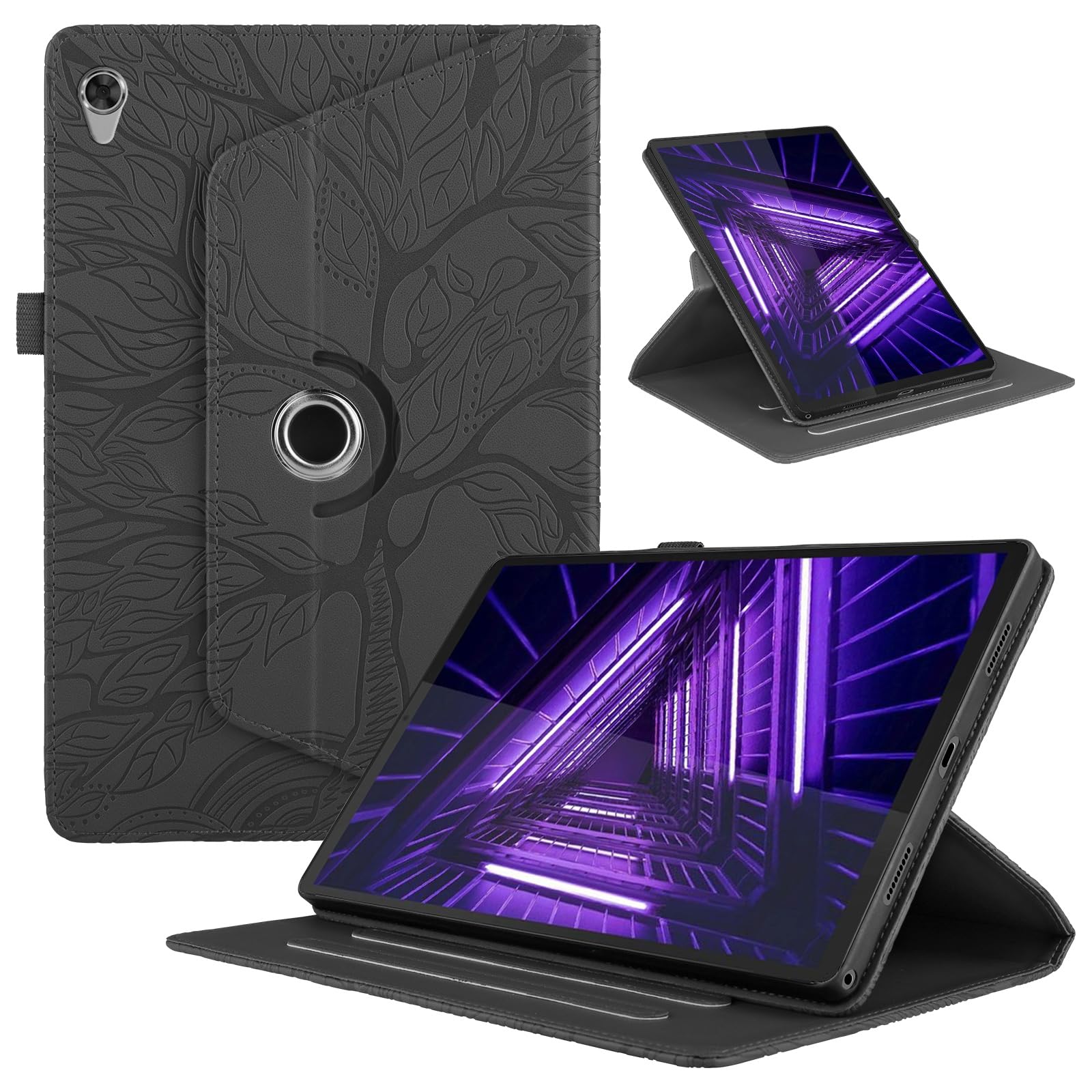 Funda para Samsung Galaxy Tab S9/ S8/ S7 11" (SM-X710/X700/T870) PU Cuero Tablets Protectora Cover 360°Carcasa Giratoria de ángulo Múltiple Stand Función Tablets Funda,Rojo Árboles — view 101