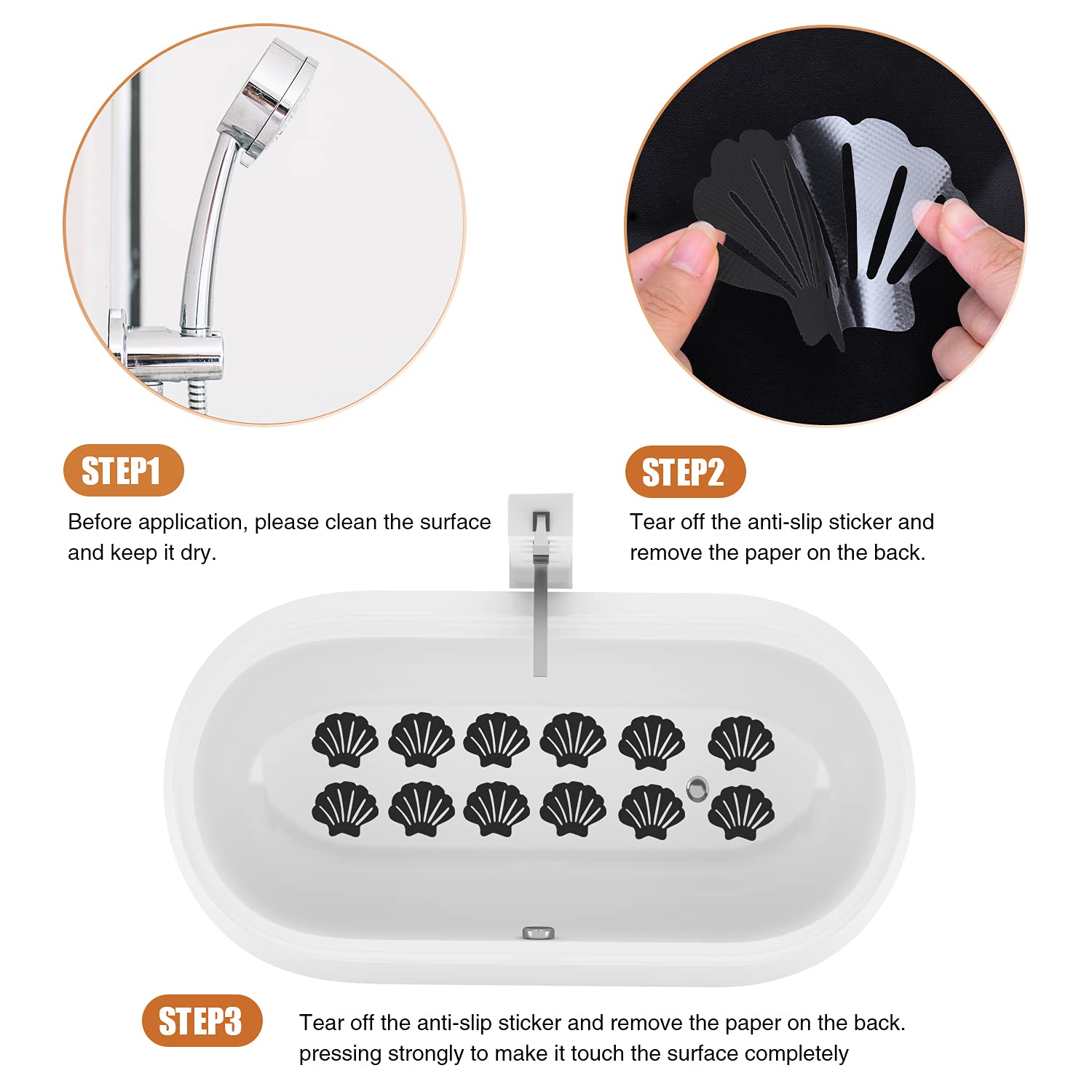 24 Autocollants Antidérapants Secopad Pour Baignoire - Noir Avec Grattoir