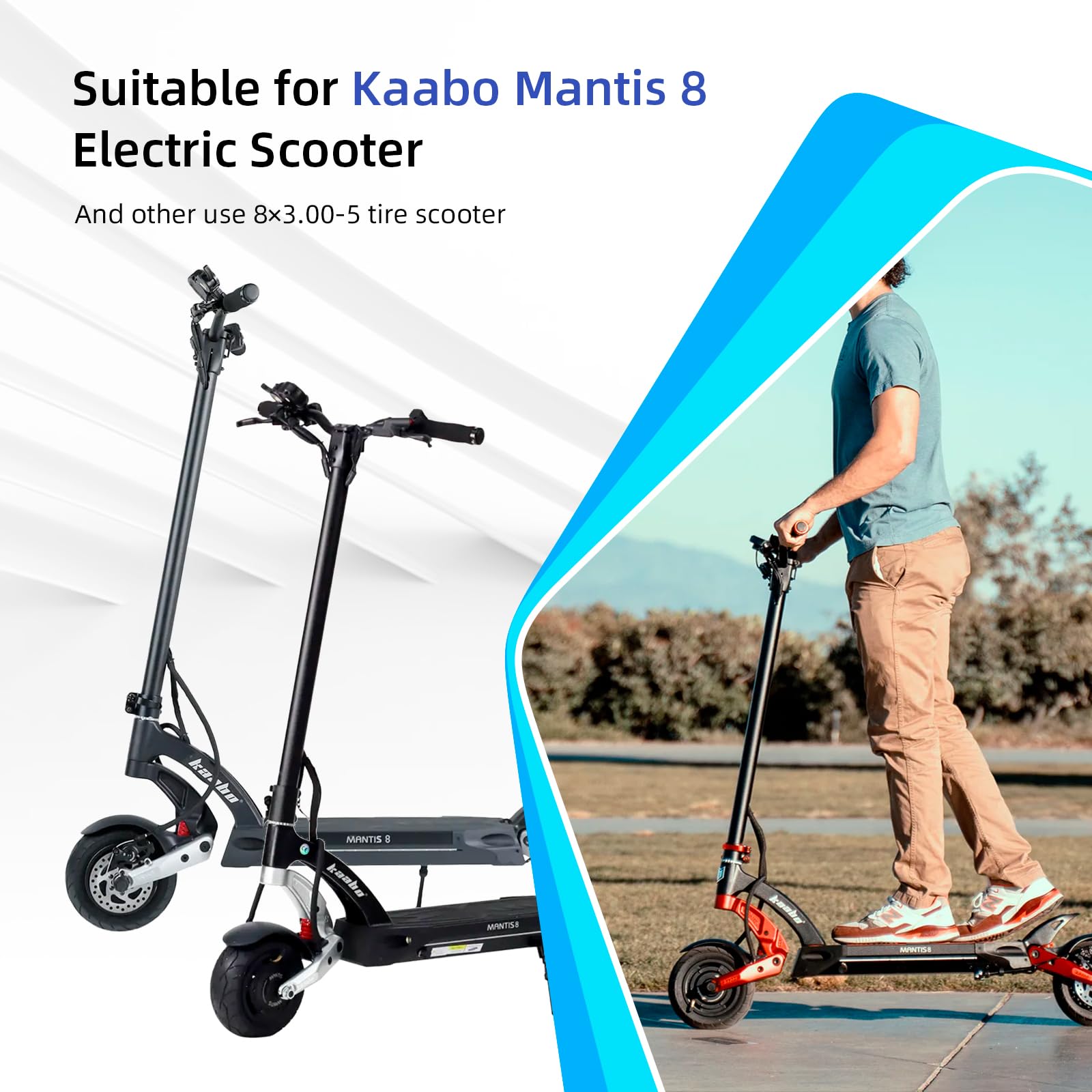 ulip 8x3.00-5 Tire with Inner Tube 8 Inch Tubeless Tire for Kaabo Mantis 8 Electric Scooter Accessories Rear Front Tire (2 tires and 2 inner tubes)