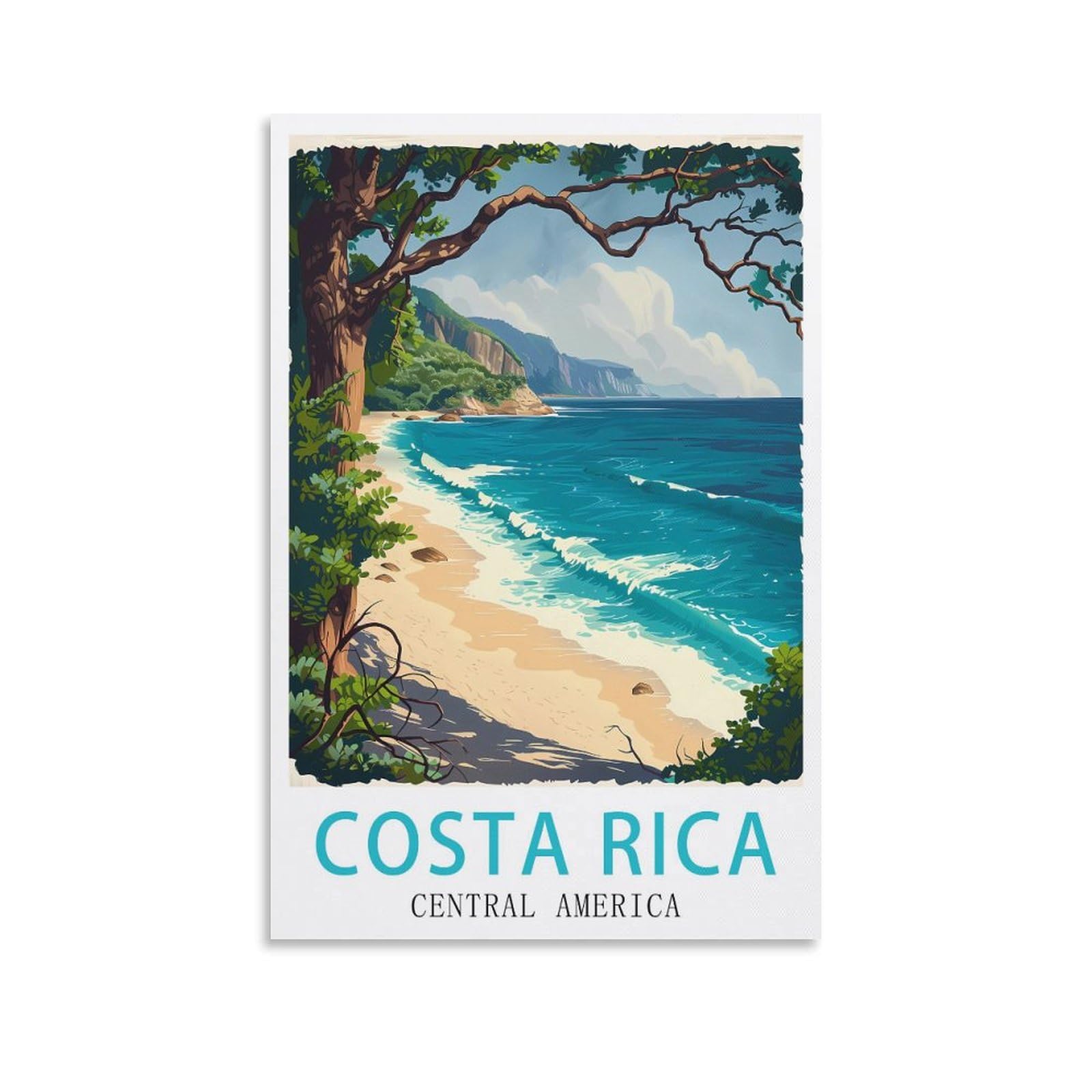 LNUYITR Costa Rica Central America Vintage Travel Poster 16x24inch(40x60cm) Canvas Art Posters And Wall Art Picture Prints Modern Home Bedroom Decor Posters
