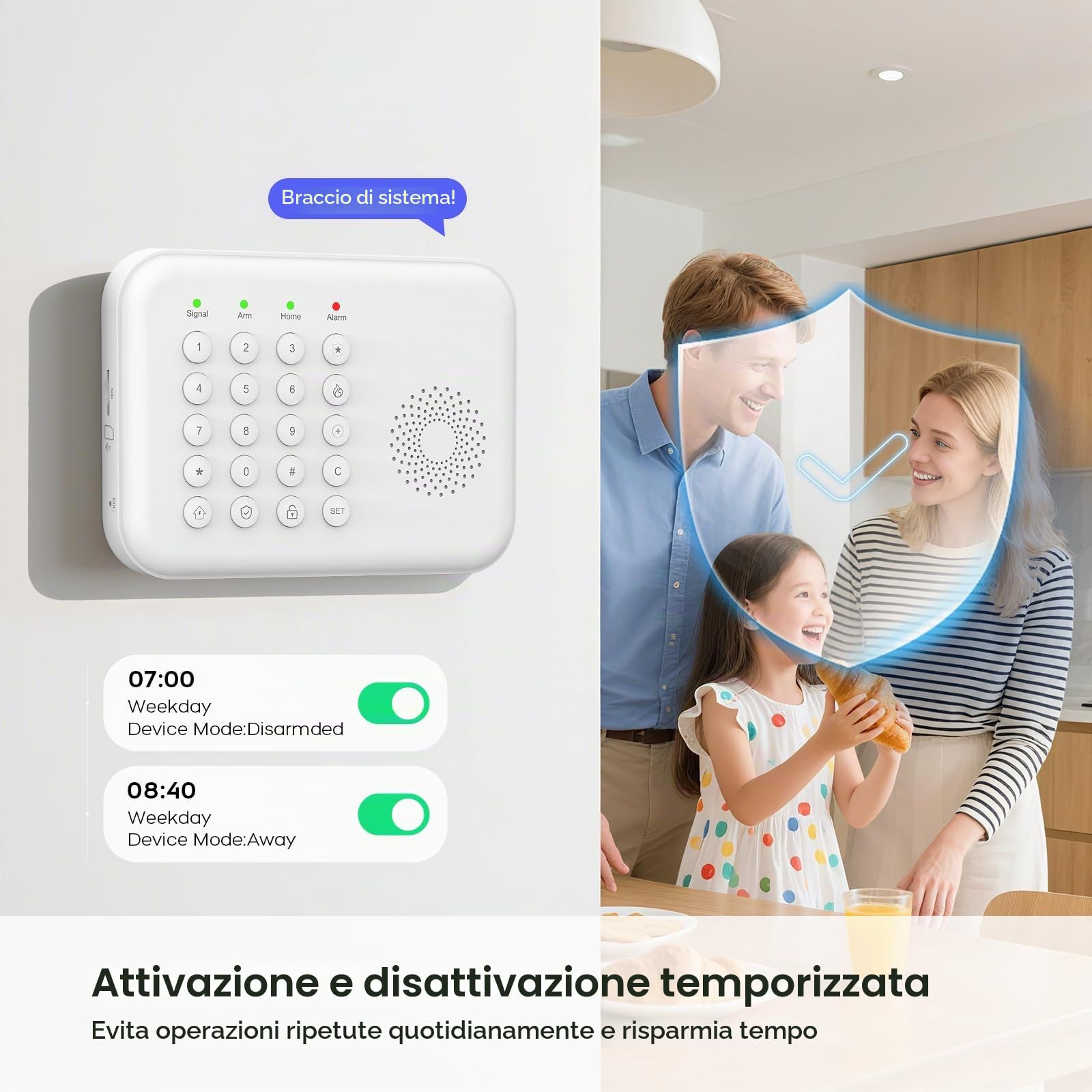 4G + WiFi Sistema di Allarme, Antifurto, 13 Pezzi, Allarme Casa senza Fili con Avvisi APP, Sensori Porta e Finestra, Rilevatore di Movimento, Telecomandi, Compatibile con Alexa e Google Assistant