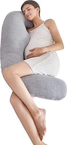 Miniatura 1 de QSCESICO Almohadas de embarazo para dormir, almohada corporal para el embarazo, espuma viscoelástica y grupos de fibra, almohada de maternidad con