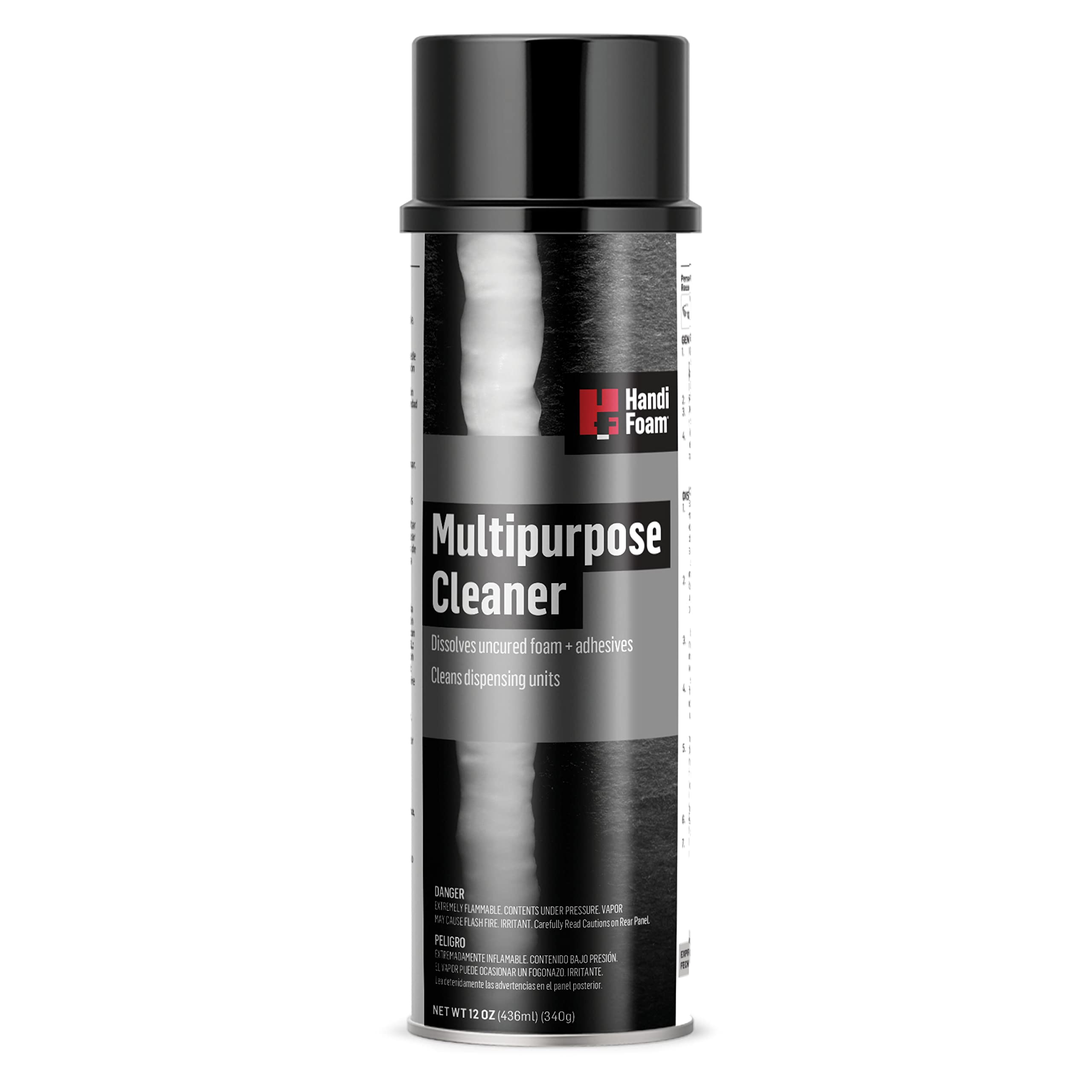 HandiFoam Handi-Cleaner, 12 oz., Multi-Purpose Spray Solvent Cleaner, Dissolves Uncured Foam; Do It Yourself Spray Foam Solvent Cleaner; Compatible with Spray Actuator or Handi-Tool Dispensing Unit