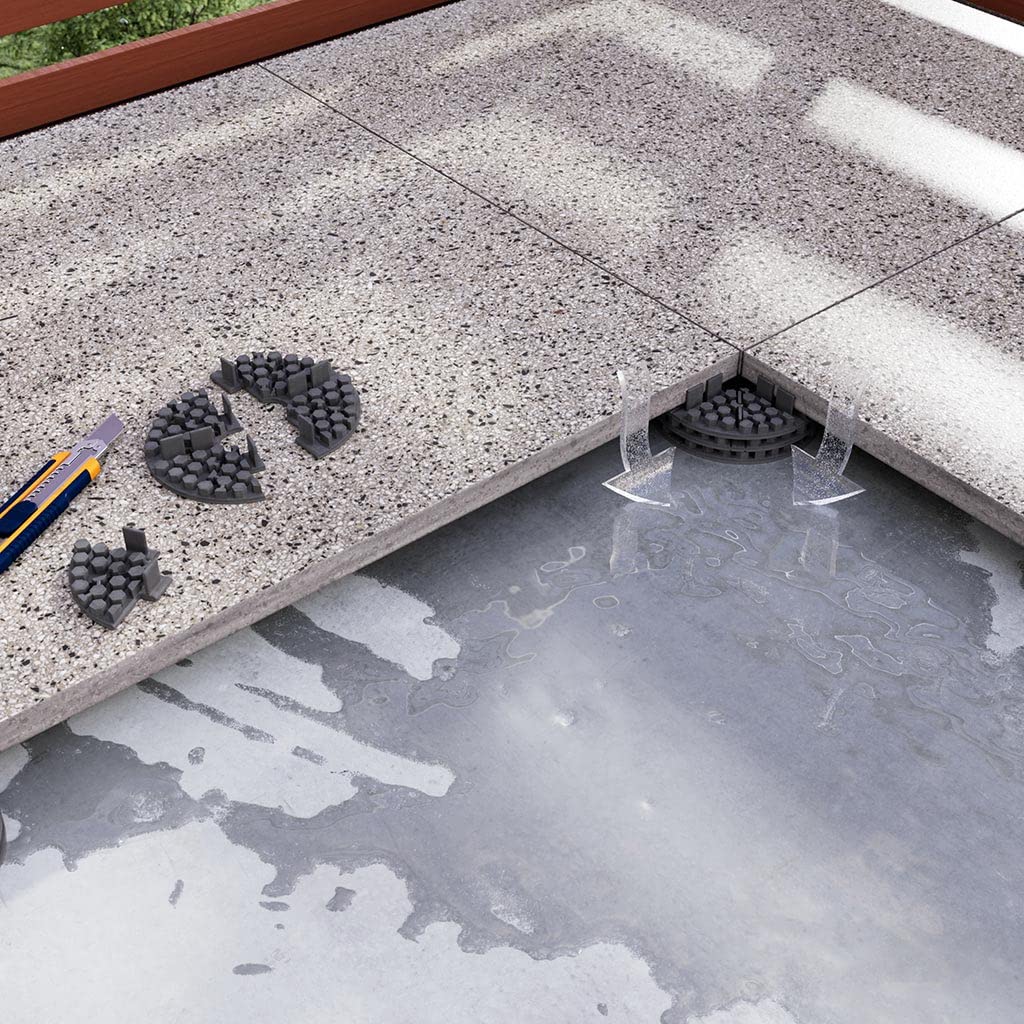 150x LANGFIT® Plattenlager - Flexibles Stelzlager mit 2mm Fugenkreuz für Terrassenplatten – 6-fach stapelbar von 10-60mm – Teilbar in vollwertige Randstücke und Ecken – Made in Germany – MS-PL2-10-S
