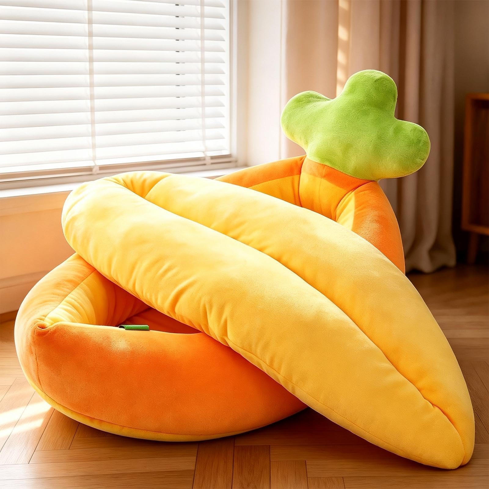 Cuccia per gatti a forma di carota, lavabile, calmante, morbida, per animali domestici