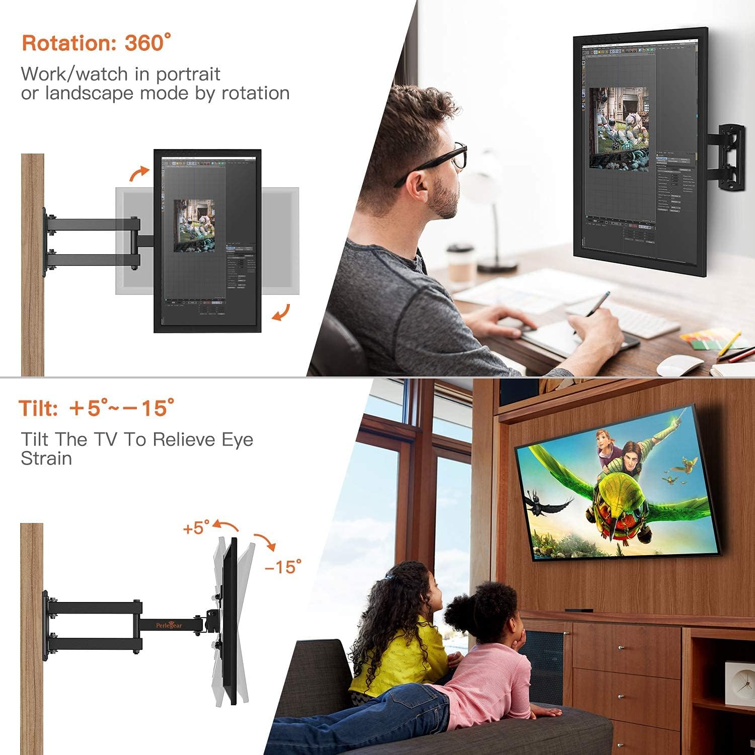 TV tilt and rotation adjustment