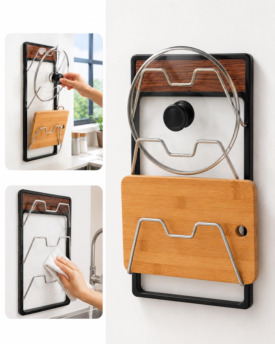 EMGTTXDY Kitchen Pot Lid Storage Rack,Pot Lid Holder While Cooking