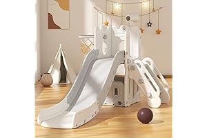 YUFU 5 en 1 Resbaladilla para Niños - Edad 1-3 (Blanco Gris)