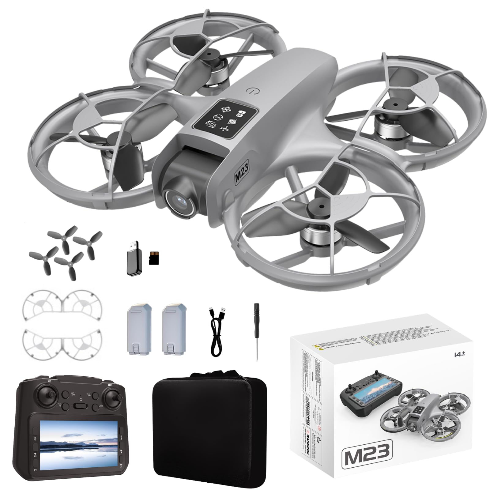 Drone with HD Camera for Adults Beginners, Drone with 4.5inch Screen on Controller, Brush…