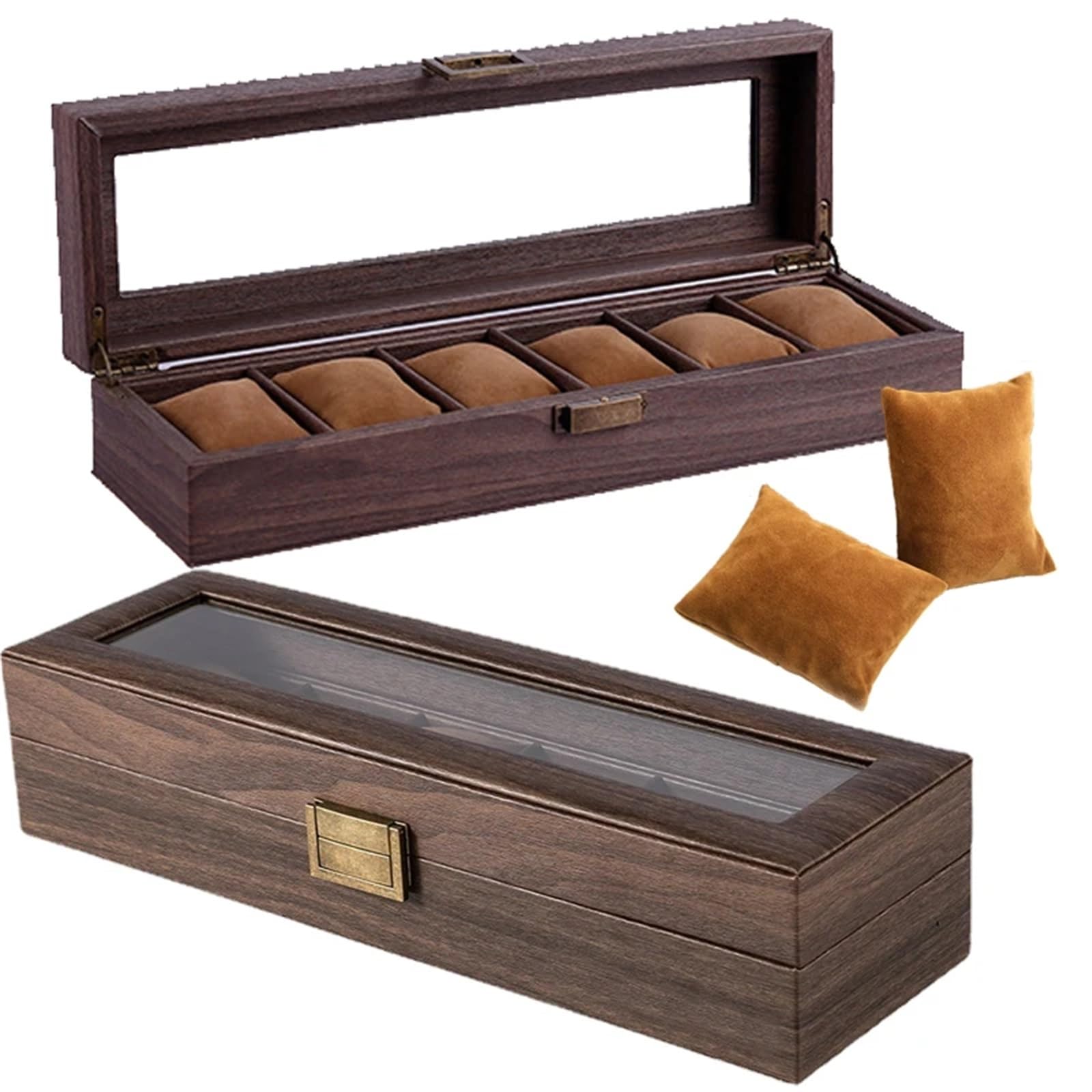 Caja Expositora Para Relojes Caja de almacenamiento de reloj de cuero con 3,6,10,12 ranuras, organizador de relojes for hombre y mujer, estuches de exhibición, Cajas de Regalo for gafas y joyería(12lo