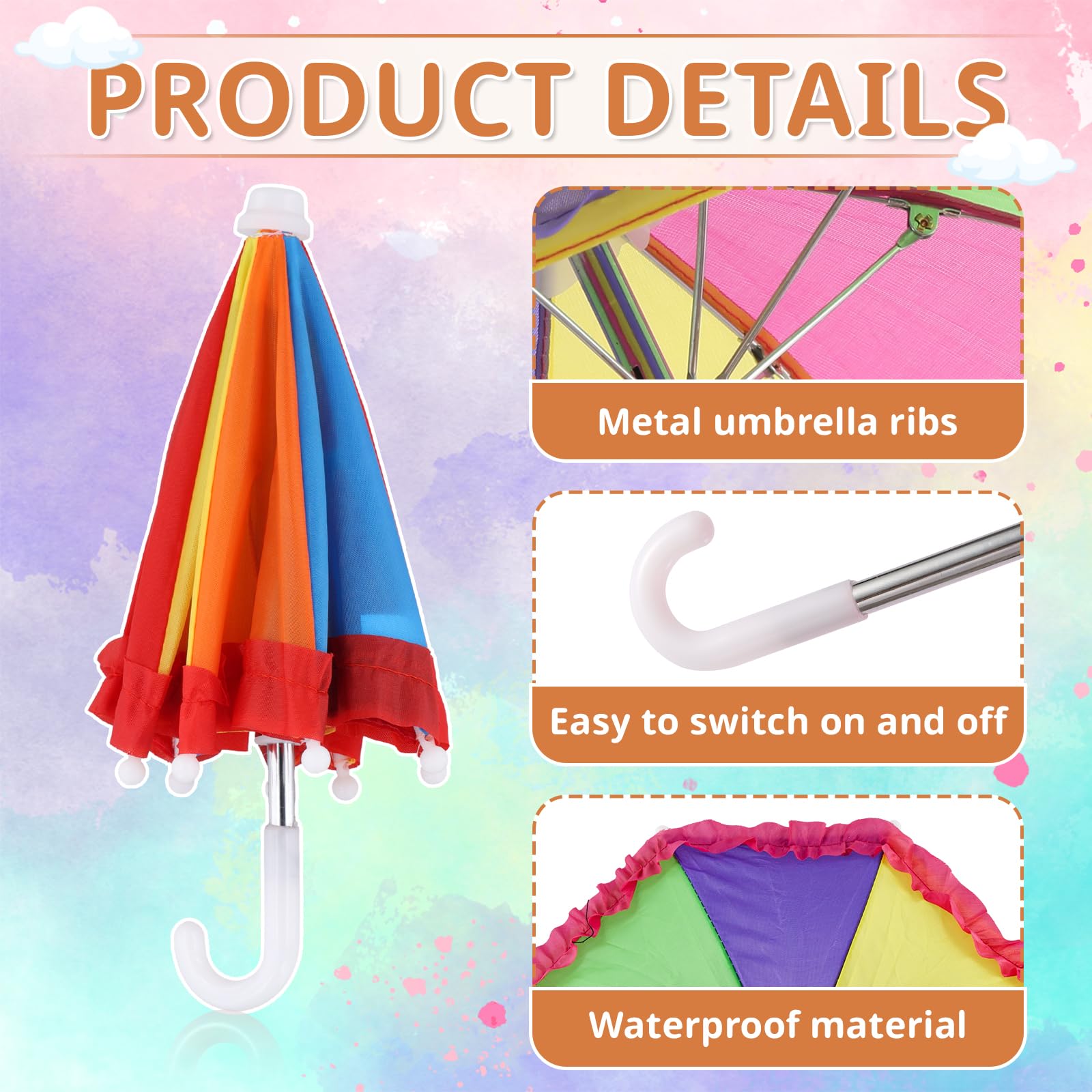 thumbnail image 2 of XIHIRCD 8pcs Miniature Umbrellas, 11.8 Inch Adjustable Mini Lace Dolls Colorful Decorations For Boys Girl Dolls Decorations & Home Accessories & Games Photography Props Supplies (8 Colors 2 of 13