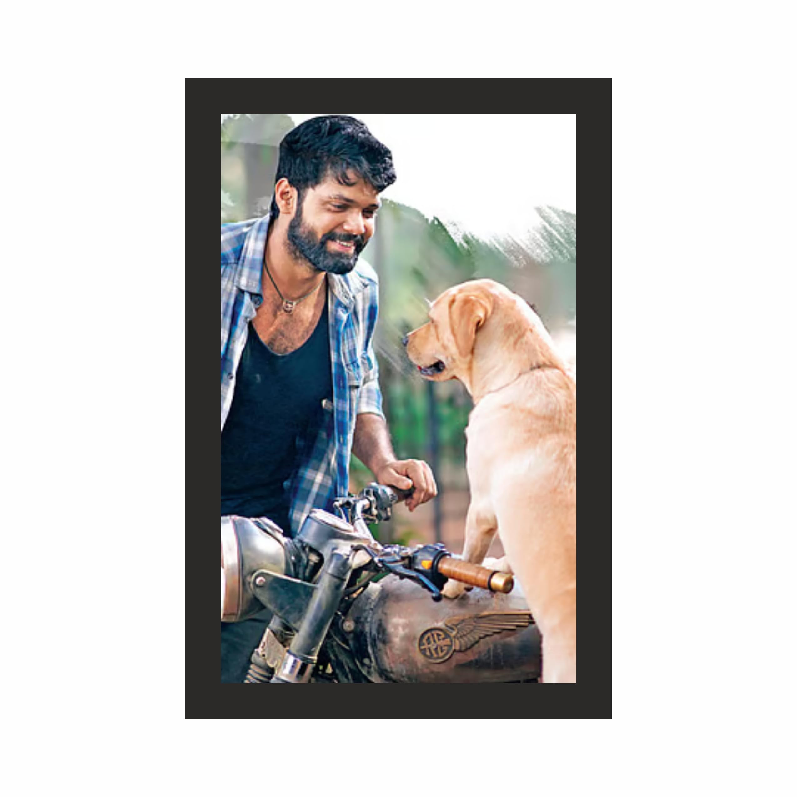 Man with Dog Wall Art Frame 12x18 Inch