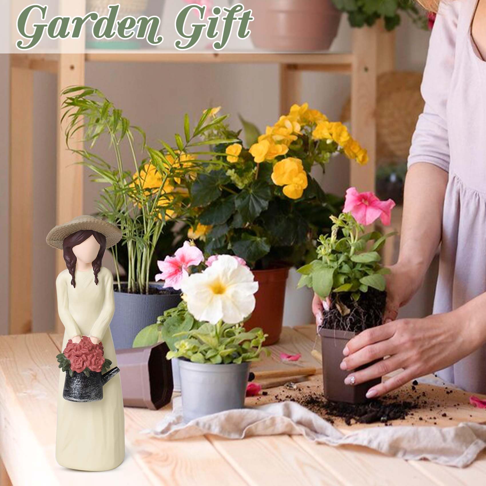 thovorrnl Gardening Gifts for Women, Unusual Garden Gifts for Gardener, Resin Garden Figurines for Gardening Enthusiasts and Nature Lovers, Sculpted Hand-Painted Home Office Shelf Decor