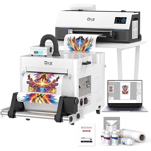 DXZ A3 DTF Printer with Shaker Oven & Laptop, High-Speed with F1080 Printhead, 4.5” LED Multi-Function Touch Screen, 13'' Apparel Printer T-Shirt Printing, 2-Year Ink Included