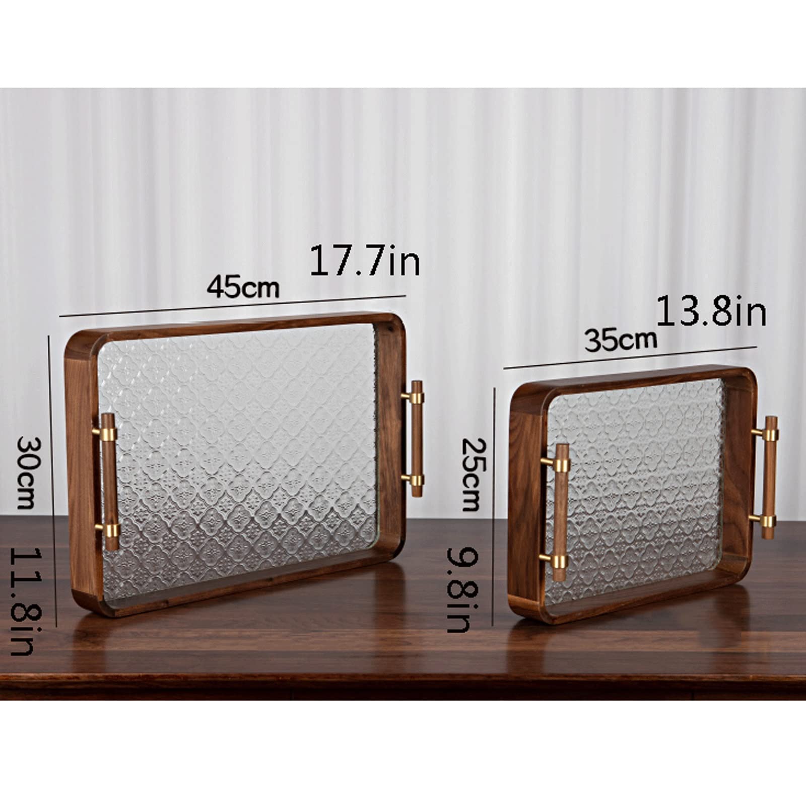 Bandeja Bandeja de Madera Bandeja de Mesa de café Bandeja Rectangular con Mango de Bandeja de Cristal Bandeja Multiusos Bandeja Antideslizante (Size : A)