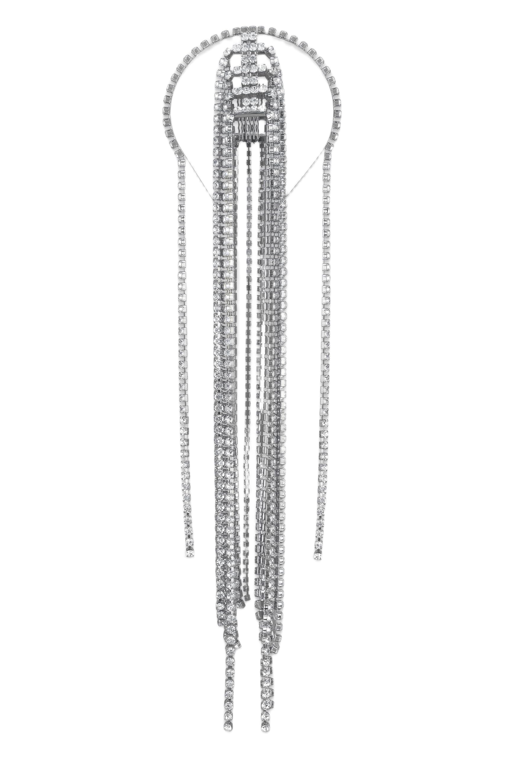 AREA Crystal Fringe Headband Silver