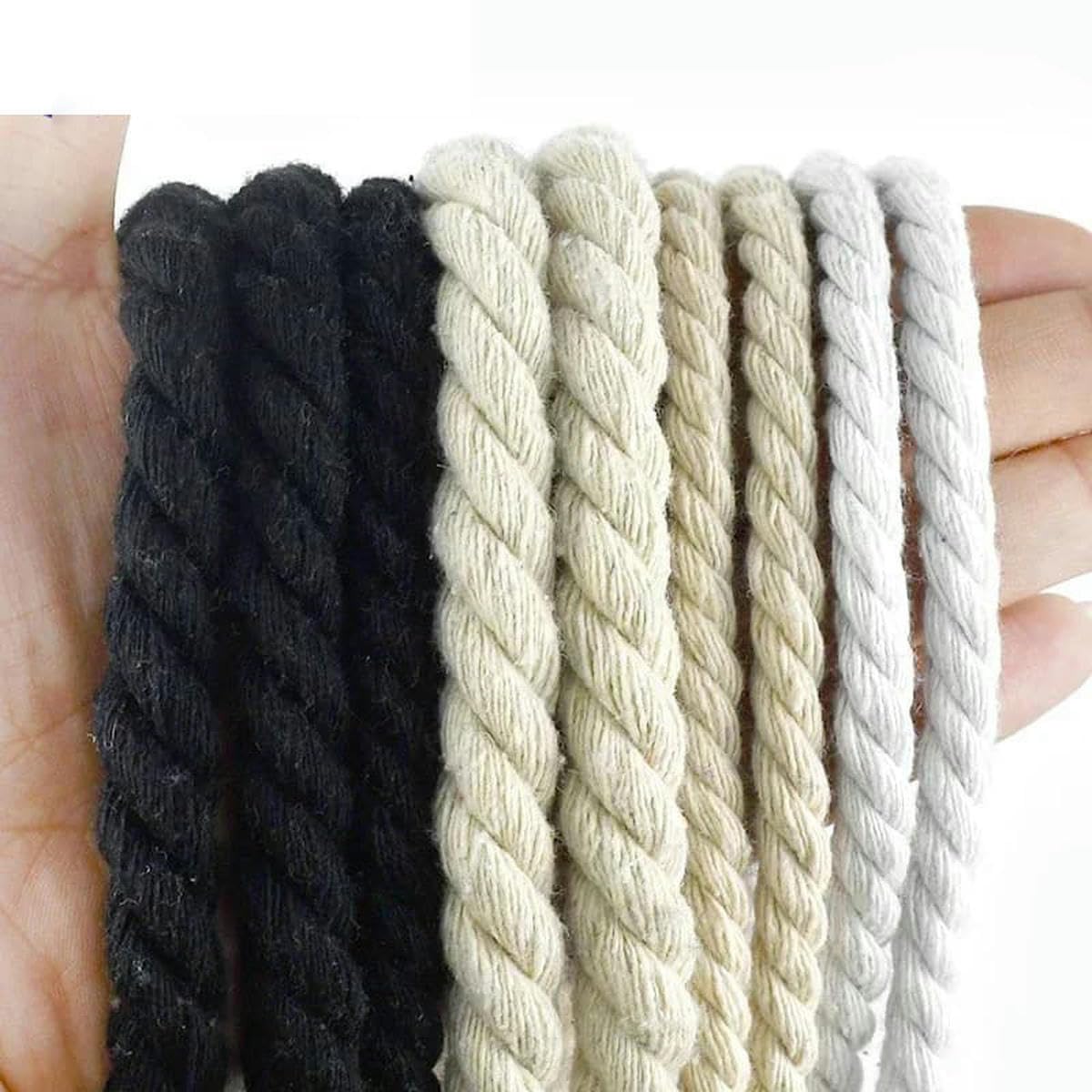 Sznurek makramowy Skręcony sznurek Skręcony sznurek bawełniany 5-20 mm 5 metrów Wielokolorowy do szycia DIY(Black-10mm-5meters)