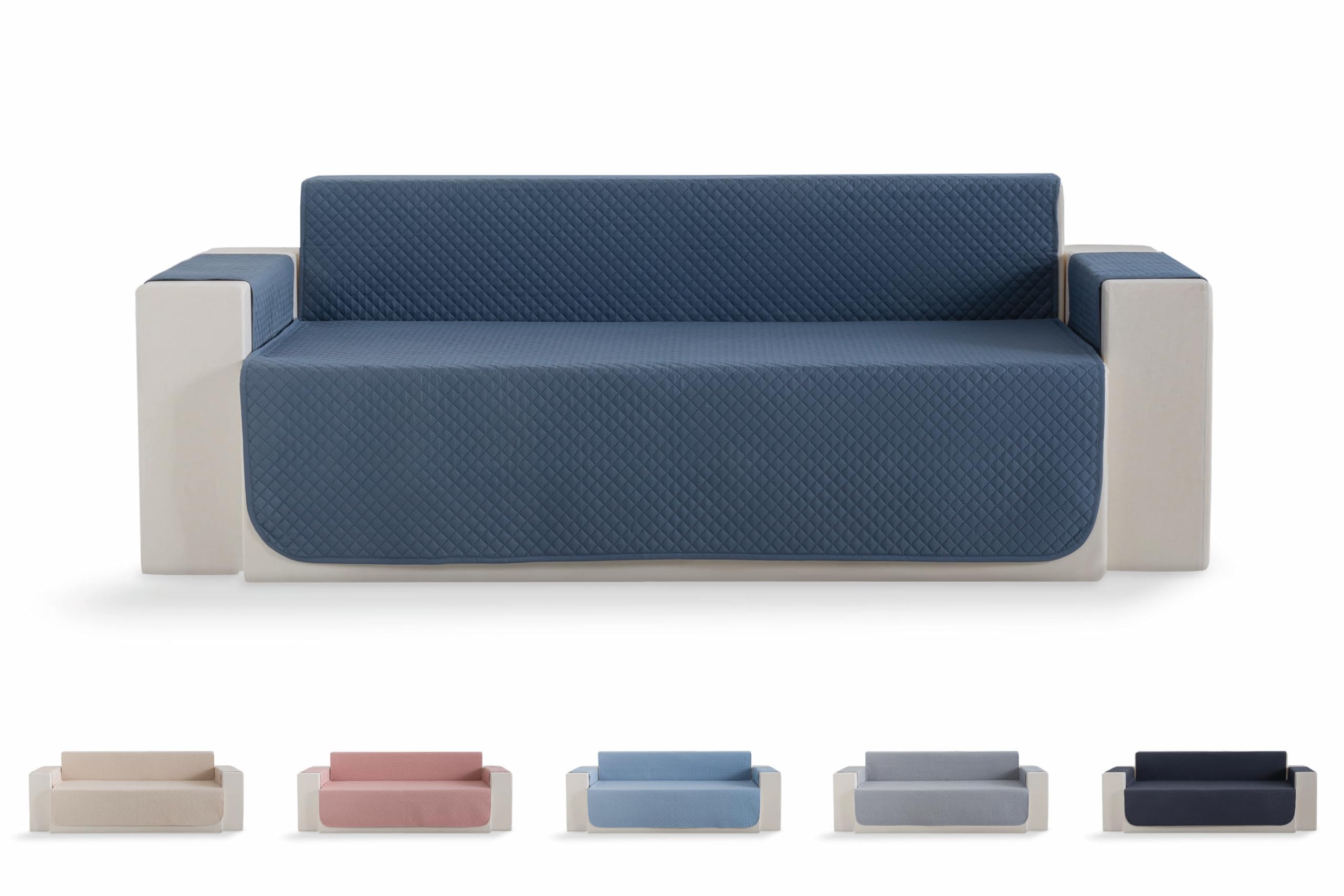 Todocama Sofa Cover, Sofa Cover, Quilted Rhombus Protector, Breathable, Easy to Clean, (Grey Blue, 3 Seater Sofa)