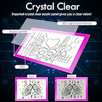 Vista 2 de Caja de Luz LED Regulable A4 Rosa para Manualidades, Almohadilla de Luz Delgada, Tableta Portátil, Cable de Alimentación USB, Tablero de Dibujo