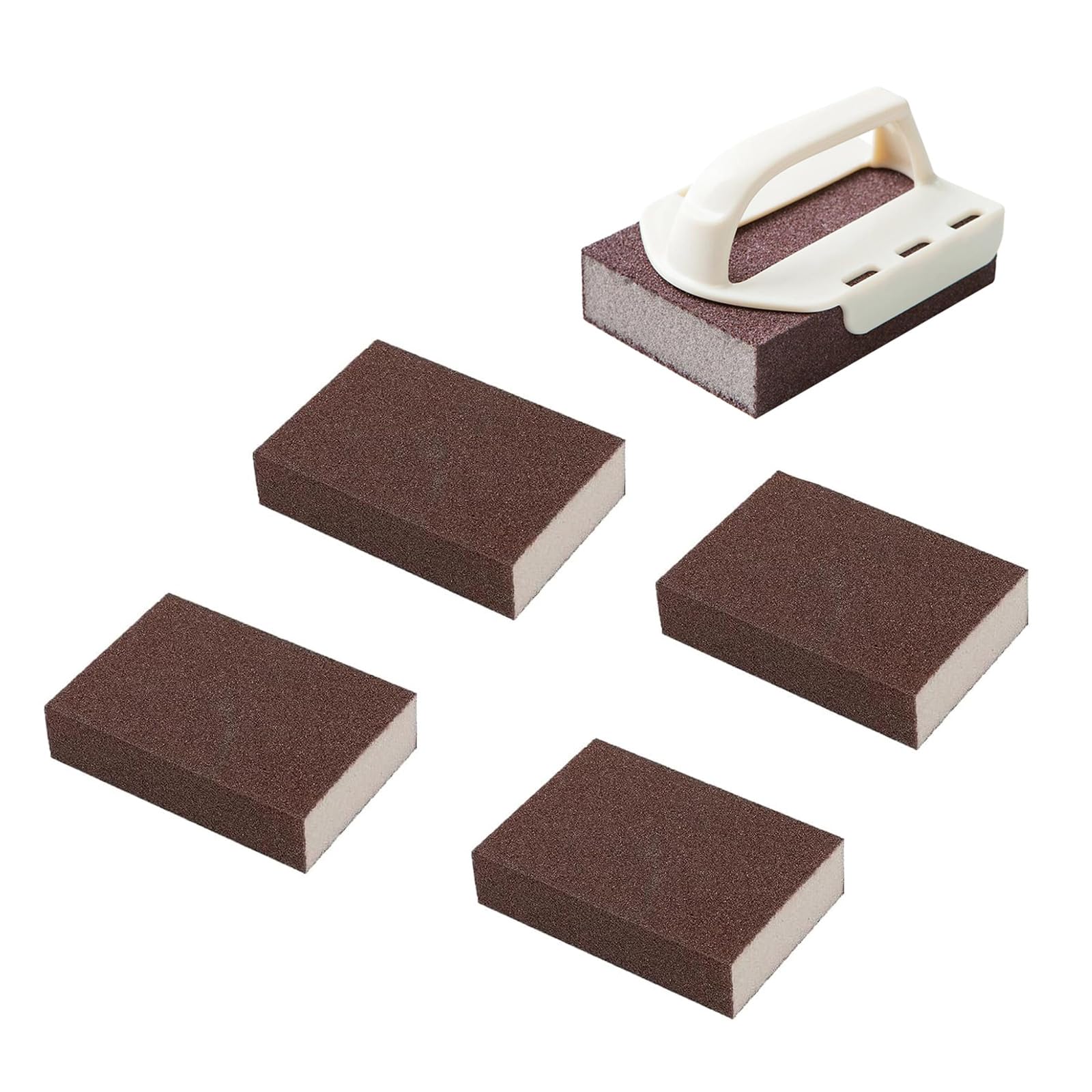 Sandpaper Cleaning Pad with Replaceable Handles, Ergonomic Grip, Cleaning Sponge for Cookware Maintenance, Replaceable Handle Scrubber