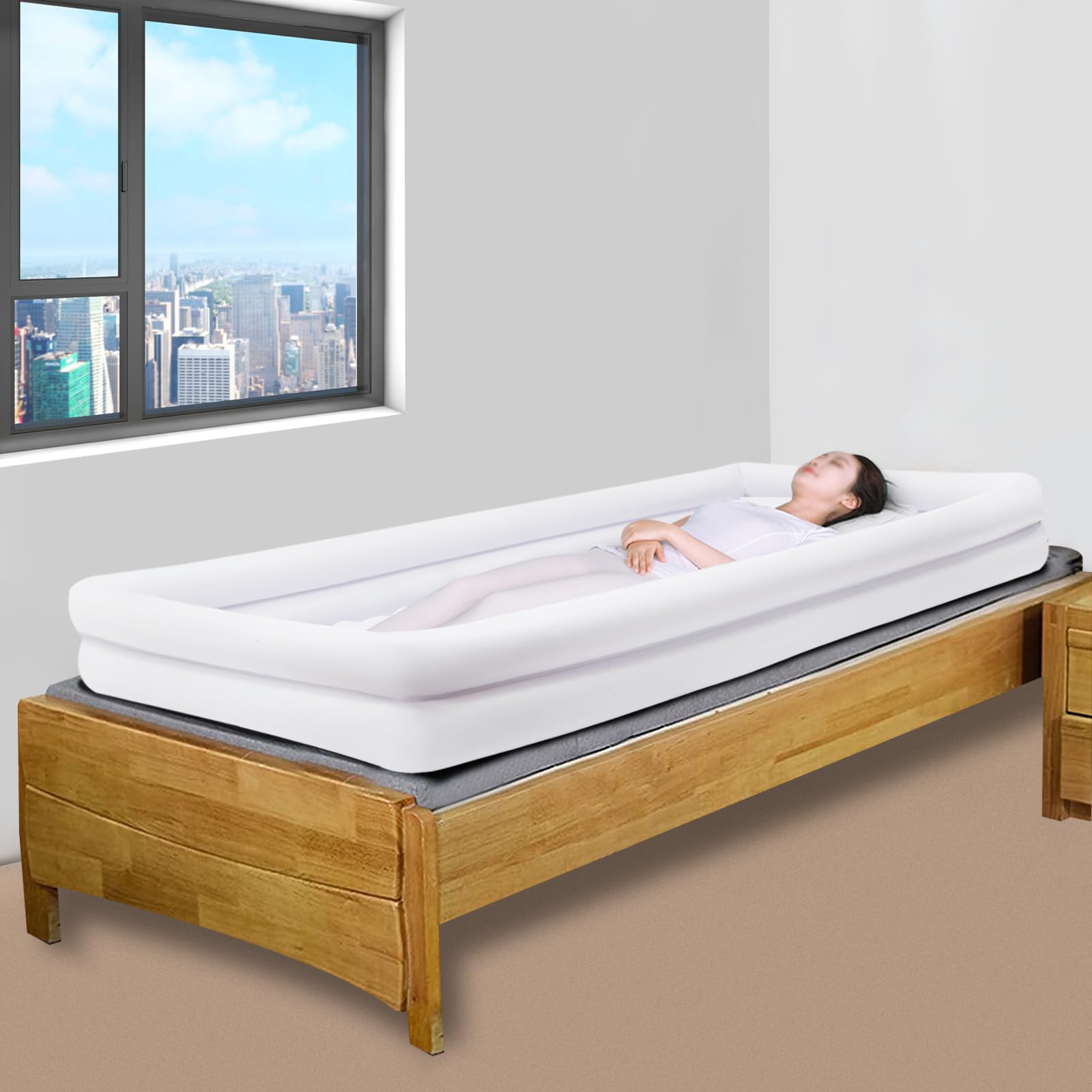 Ensemble de baignoire de douche gonflable médicale - Système de douche portable au lit avec pompe à air électrique pour handicapés, personnes âgées, alitées