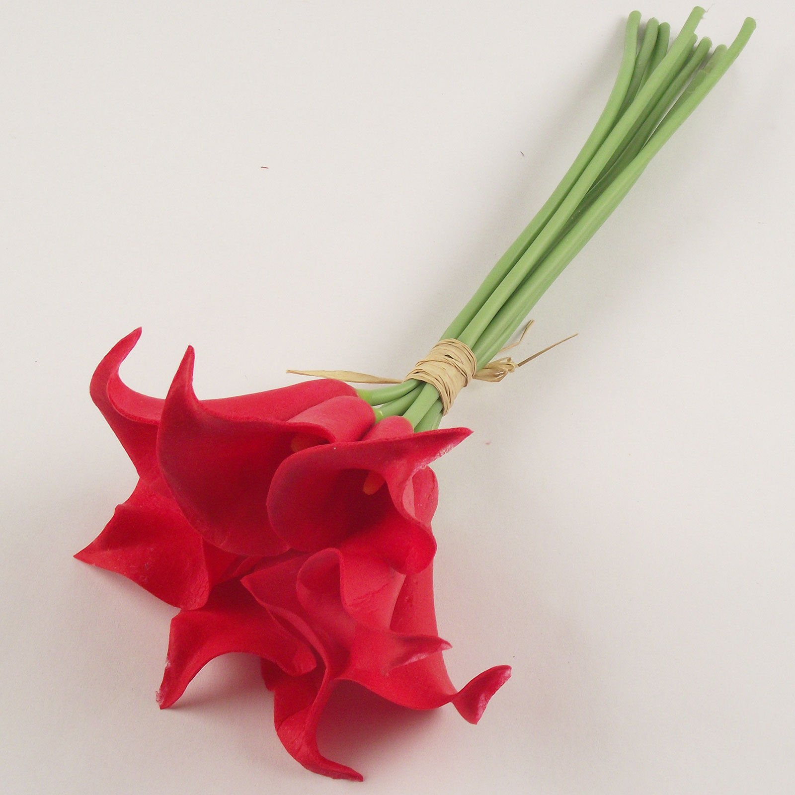 Meena Supplies 8x Real Touch Artificial Cala Calla Lilies (Red)