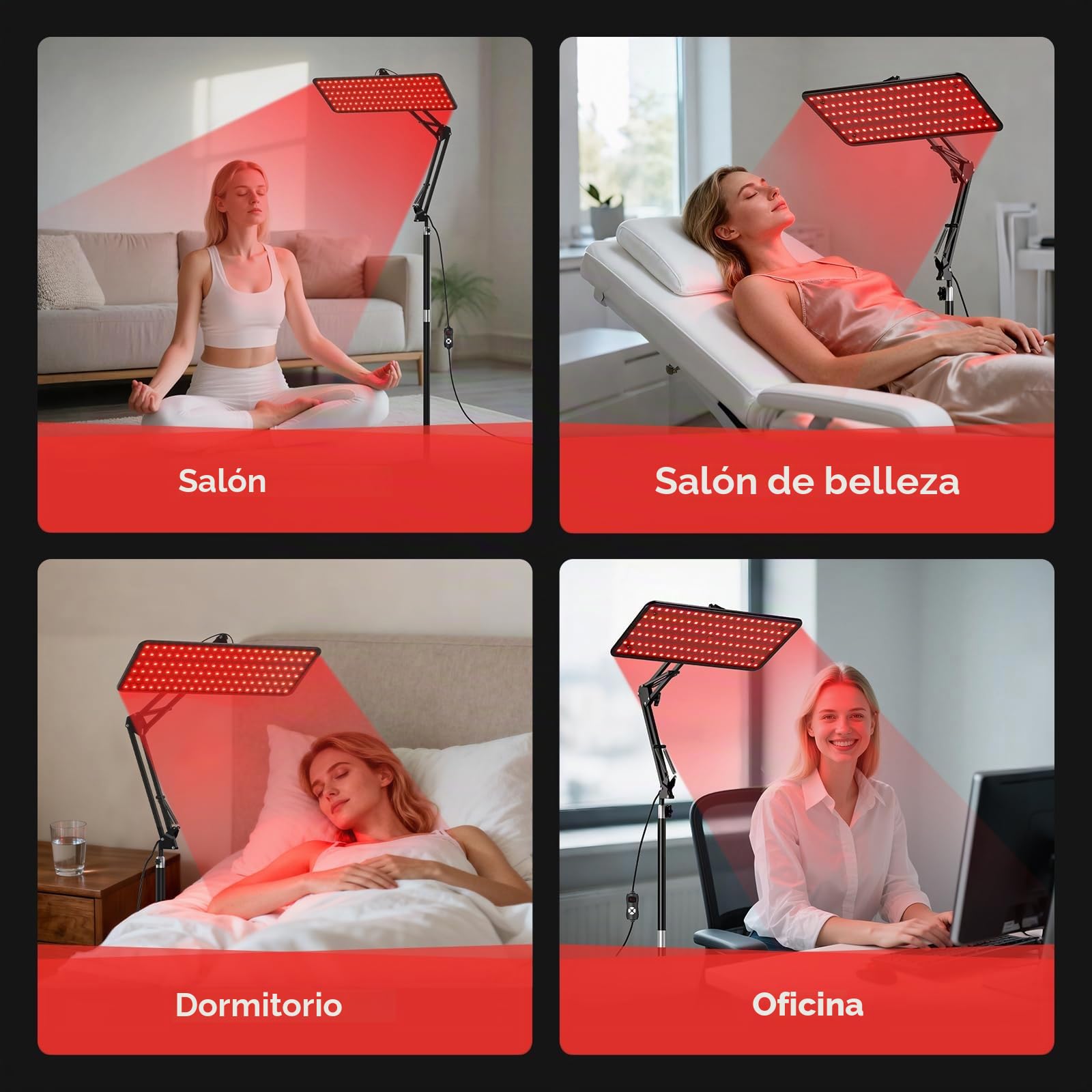 Morfone Lámpara de Luz Roja Cuerpo y el Rostro con 660/850/940 nm - Negro M
