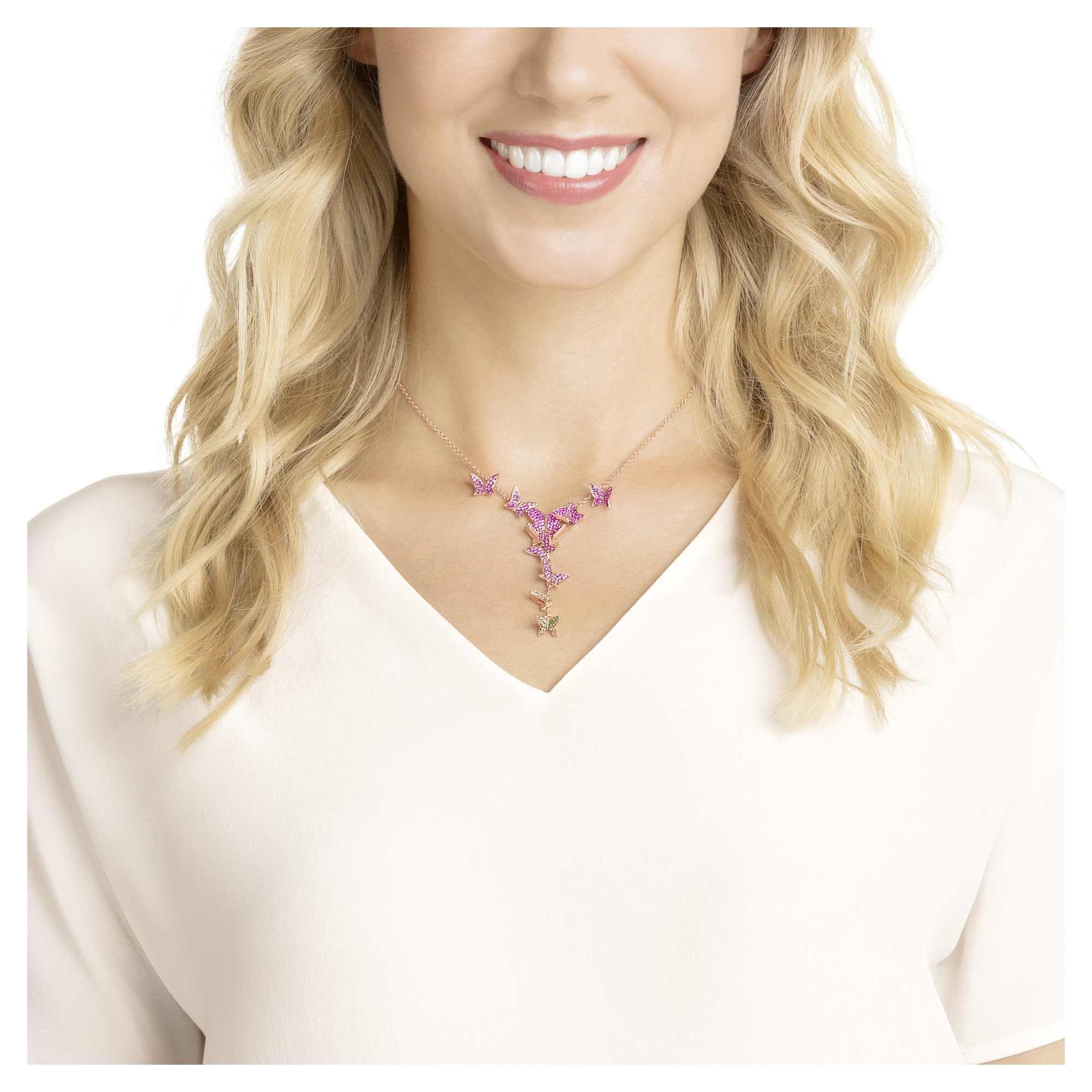 Swarovski Lilia Y-Halskette, mehrfarbig, rosé Vergoldung
